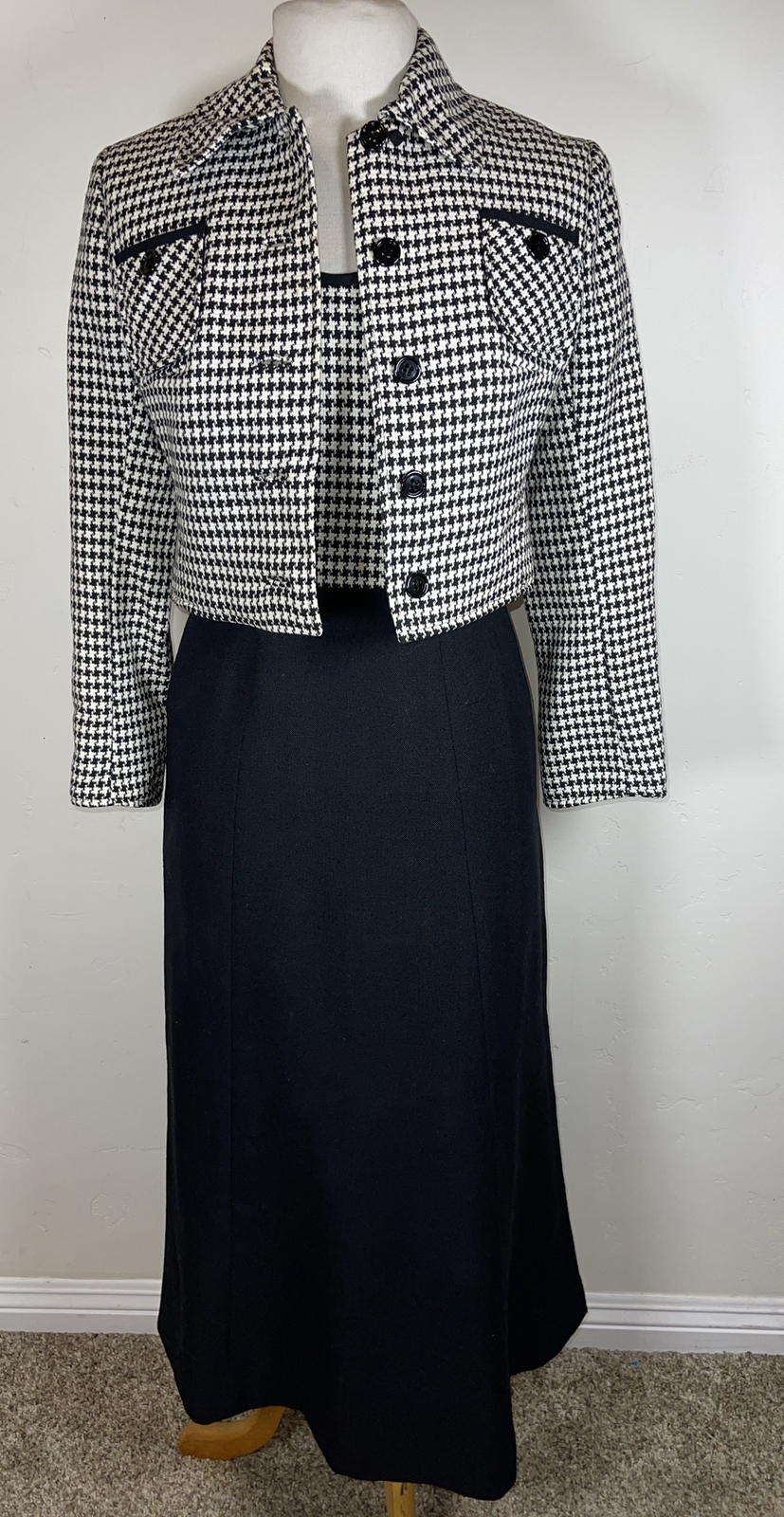 Vintage Designer 1960’s 70’s Black White Linen Maxi Dress De GRAFF David Hayes