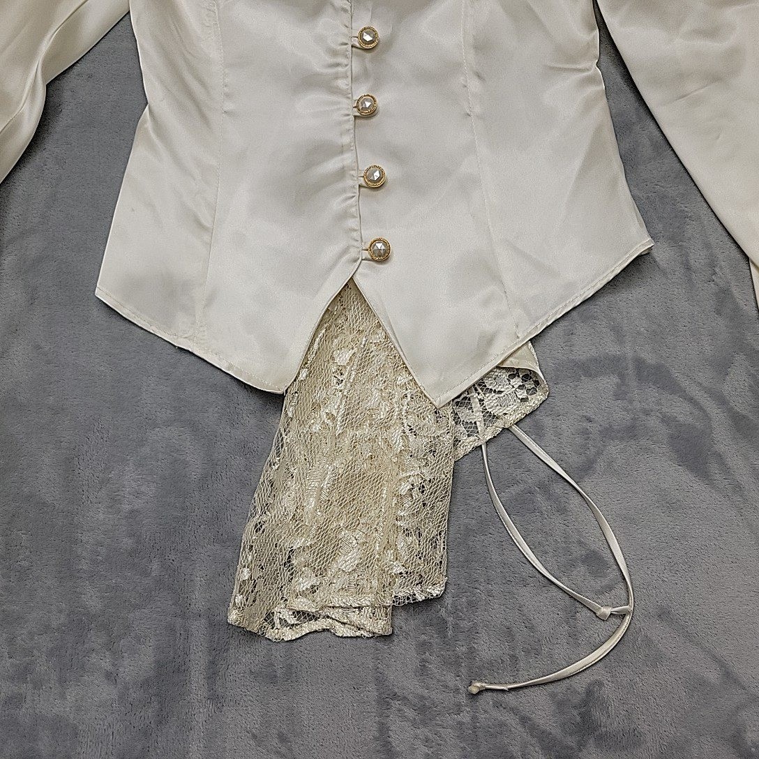 Vintage Blondie And Me Shirt Womens M Ivory Satin Lace Corset Back Made In USA