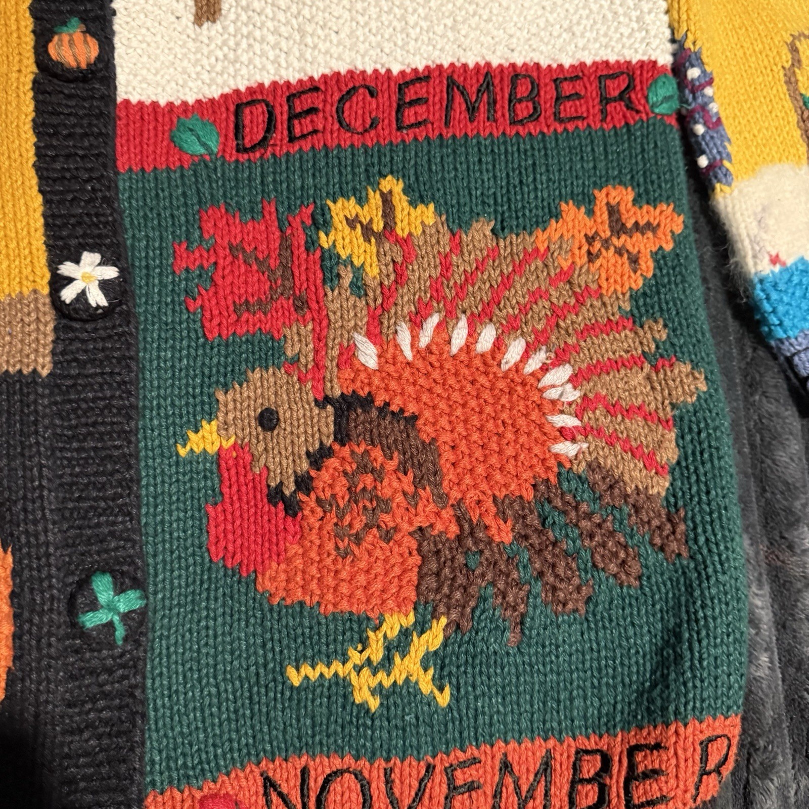 Belle Pointe Vintage Ugly Christmas Calendar Sweater Chunky Knit Teacher Core L