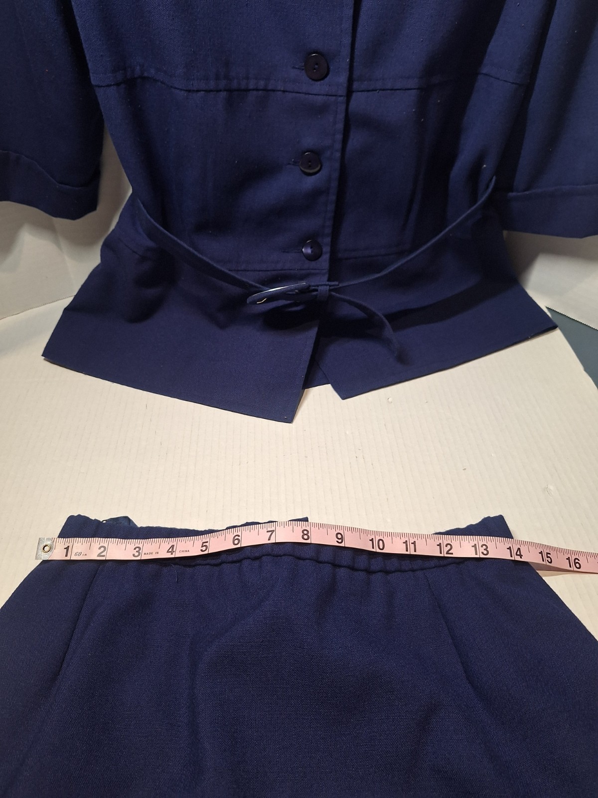 Vintage Henry Lee 2 Piece Skirt Suit, Woman’s 12, Polyester Blend, Navy Blue