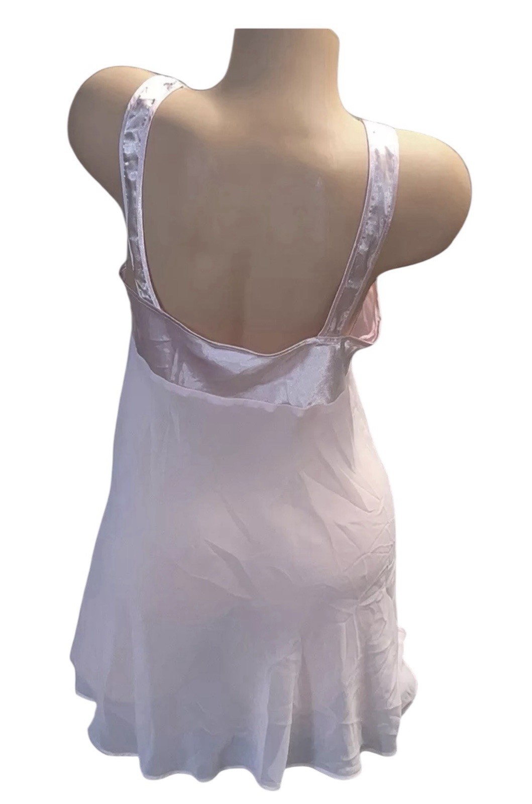 SECRET TREASURES Pink Silky Sheer Shiny Satin Trim Peekaboo Nightgown M NWOT