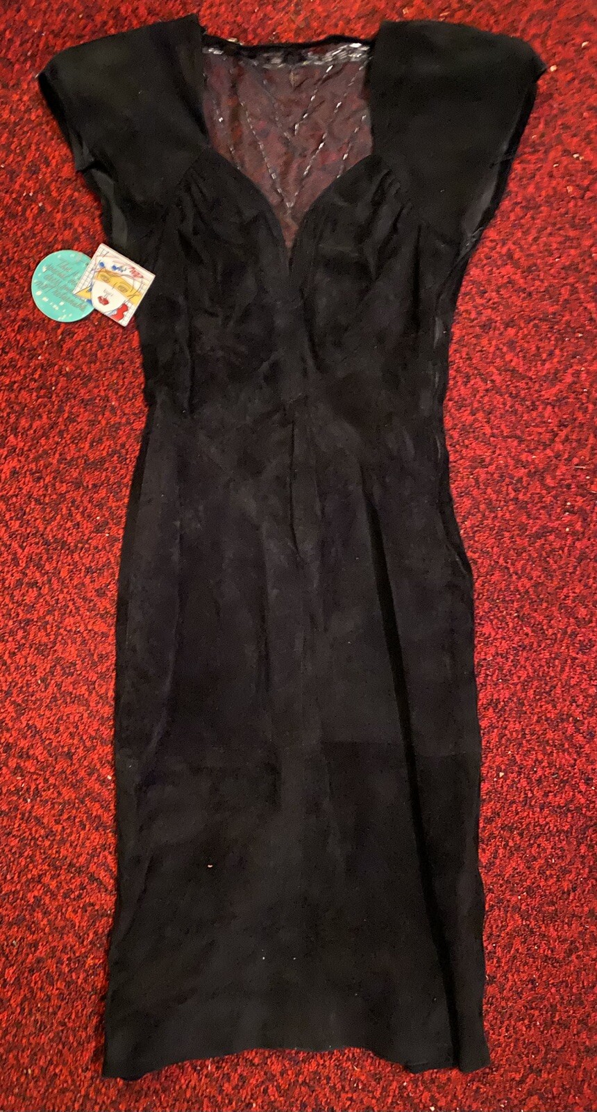 Vintage 1980s/90s CONTEMPORARY CASUALS Suede Dress – Beaded Back – NEW w/ TAGS