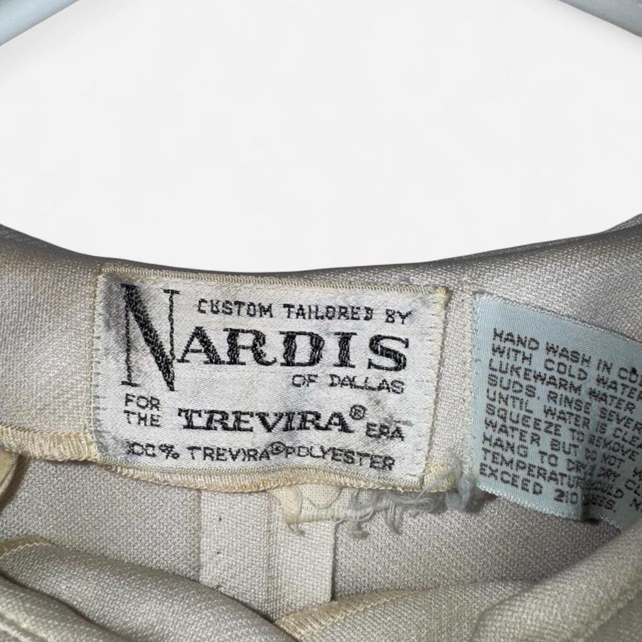 Vintage Nardis of Dallas Cream Cape Dress Size 12 Mod 60s Trevira Polyester