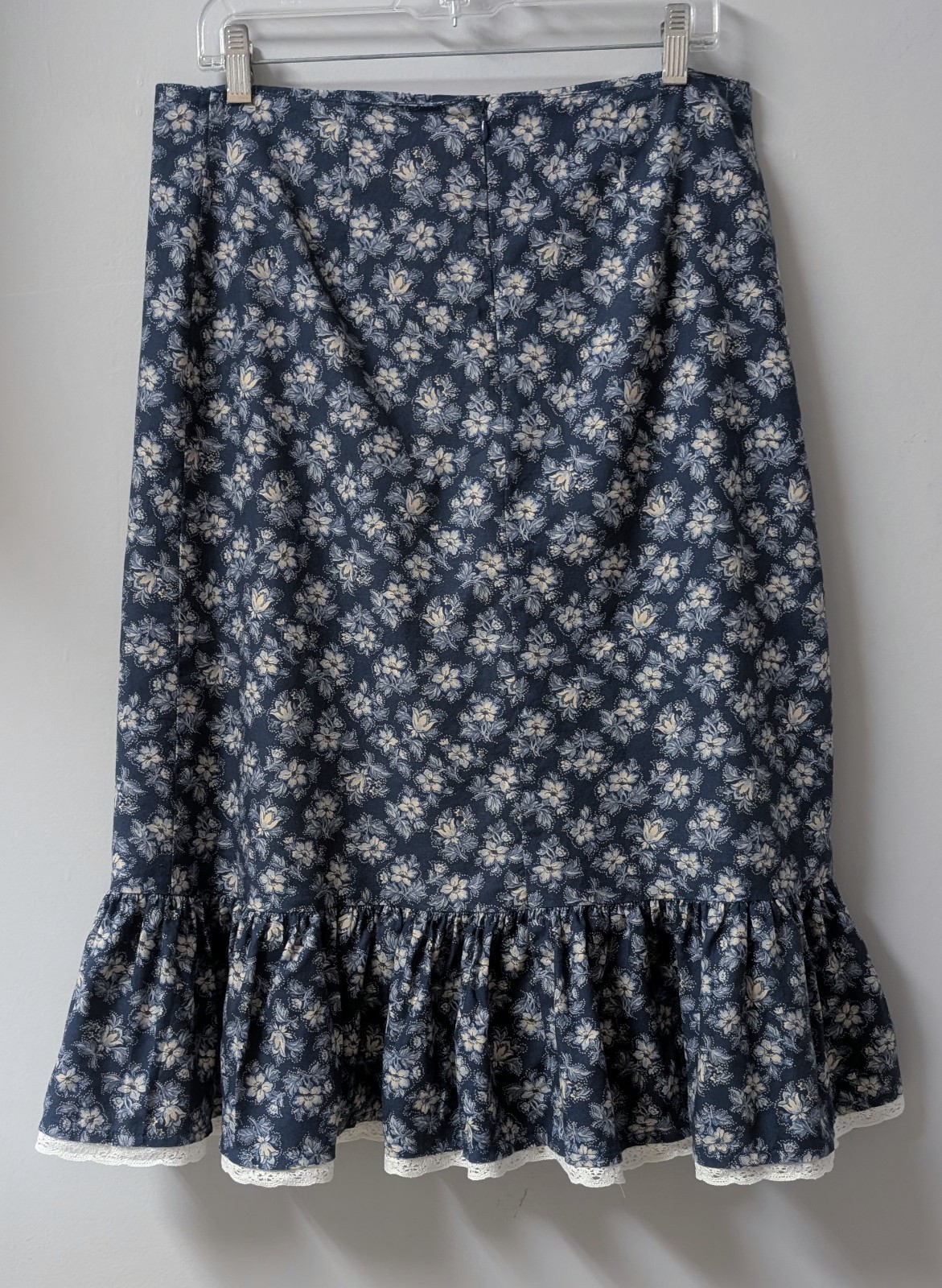 Vintage Banjo Dallas Texas Western Cowgirl Floral Skirt Ruffle Lace Trim M