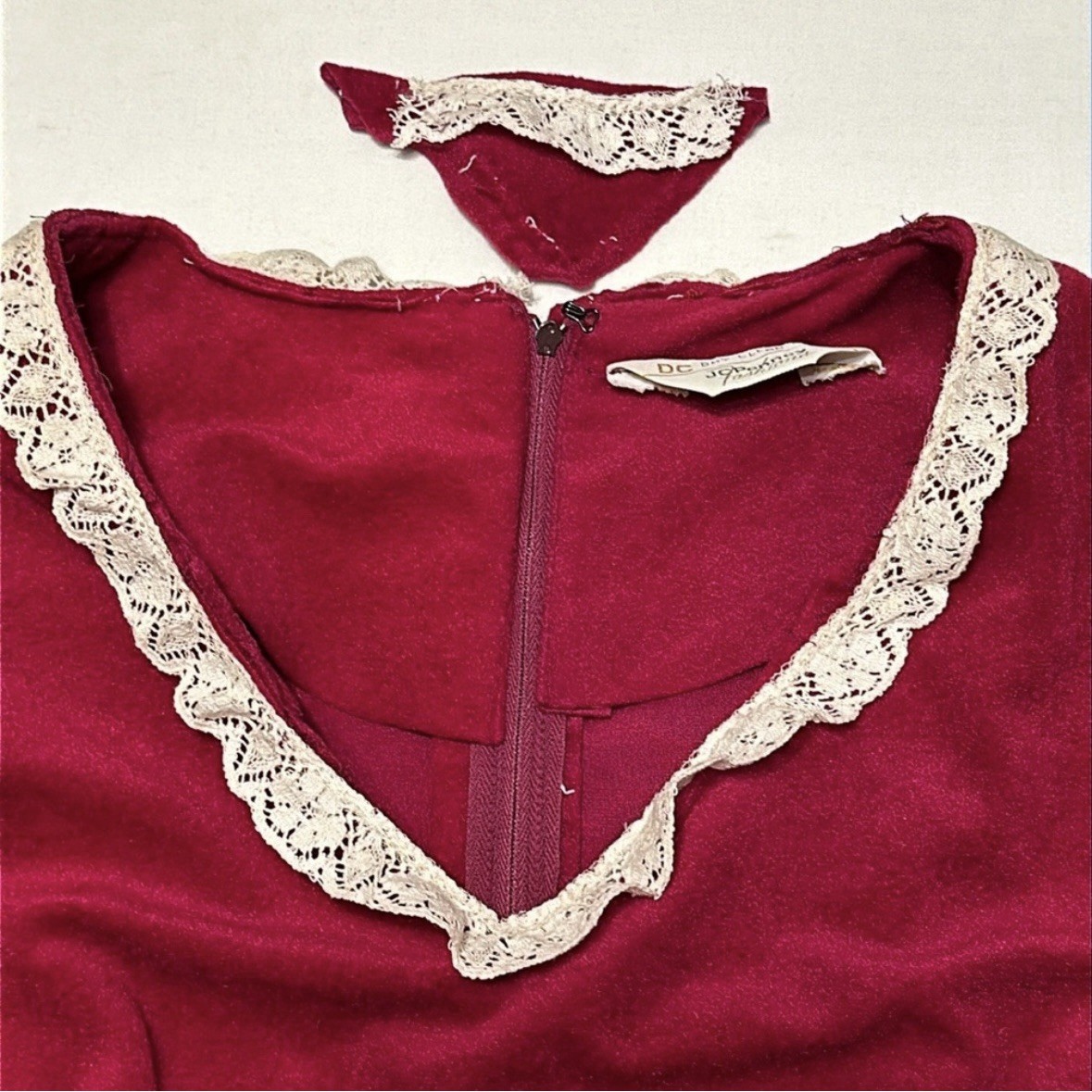 Vintage 1970’s JC Penney Fashions Red Velvet Dress