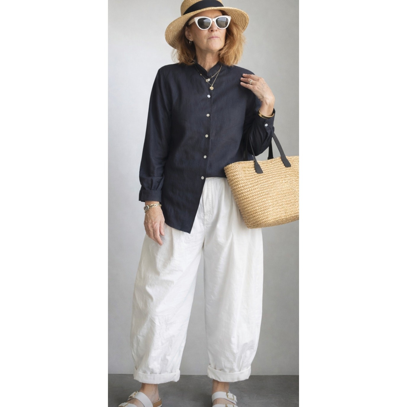 Womens 90s Linen Blouse/Button up Classic Closet Staple Minimalist Timeless Look