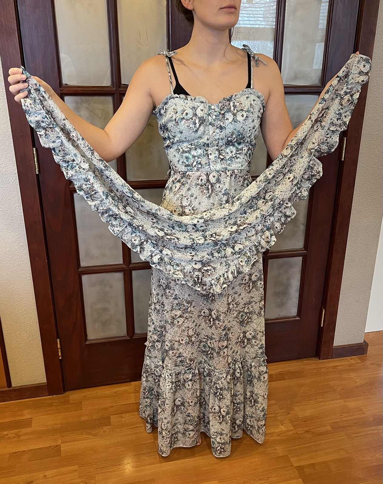 RARE VTG Candi Jones Boho Festival Maxi Dress Shawl /Head-wrap/ Bandeau Floral
