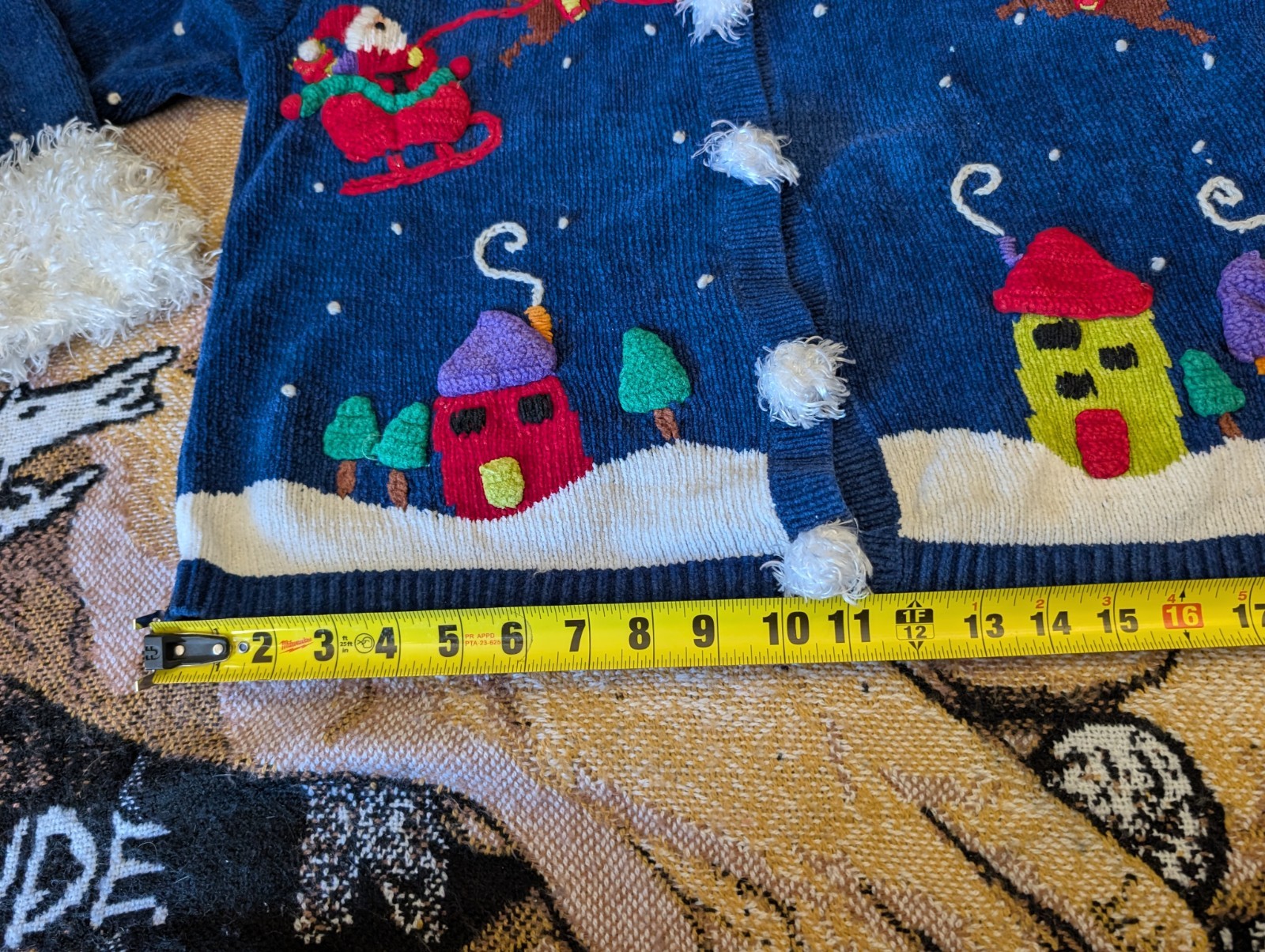 Vintage Bellepointe Blue Presents Ugly Santa Village Cardigan Medium