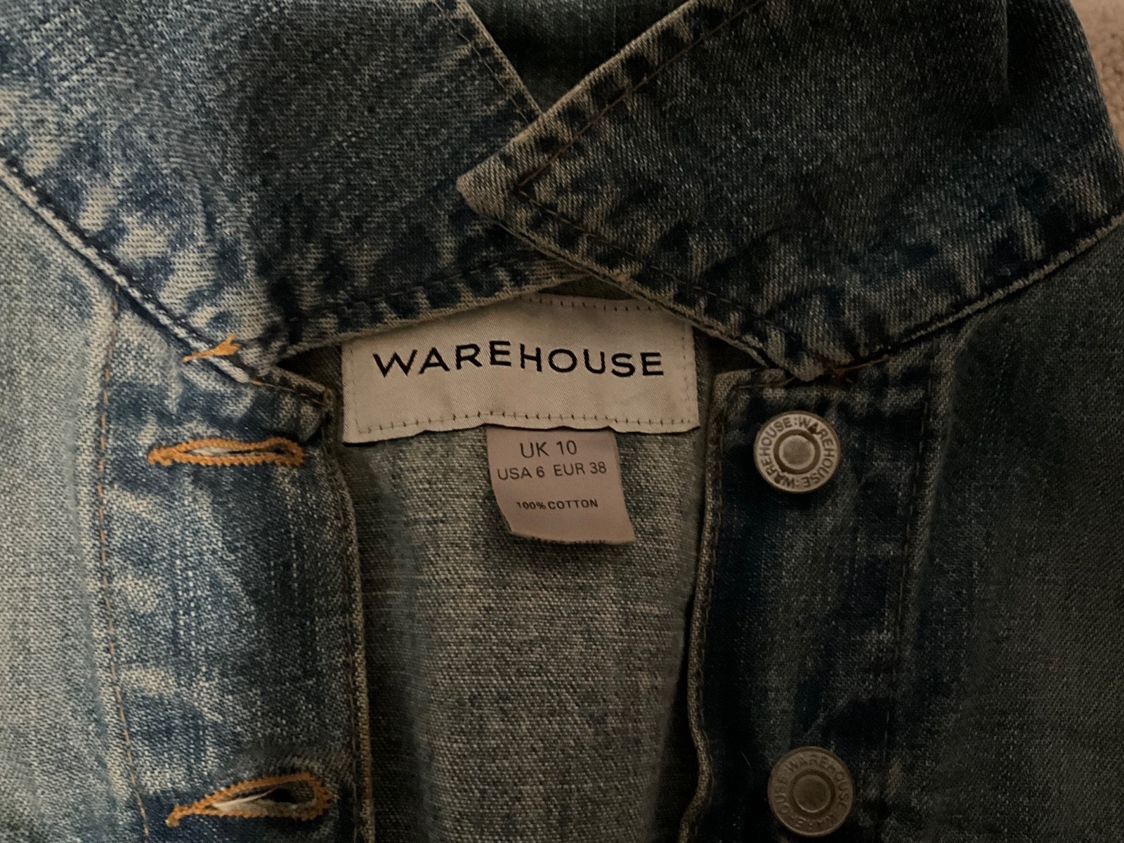 Warehouse British Vintage Cute Jean Jacket – Blue wash, Size US 6, UK 10