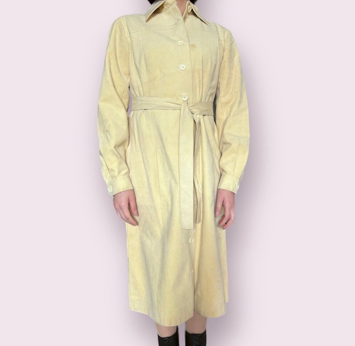 1960s 60s Vintage McMullen Ultra Suede Trench Coat Dress Beige Tan Size 8 Chic