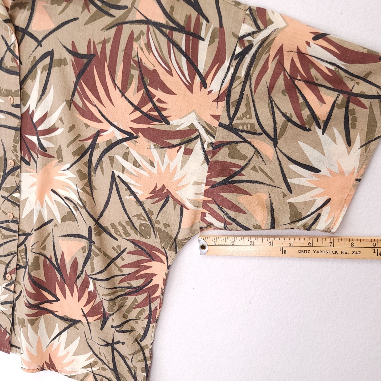 Vintage Thats Right California Cotton Tropical Palm Print Button Shirt Large USA