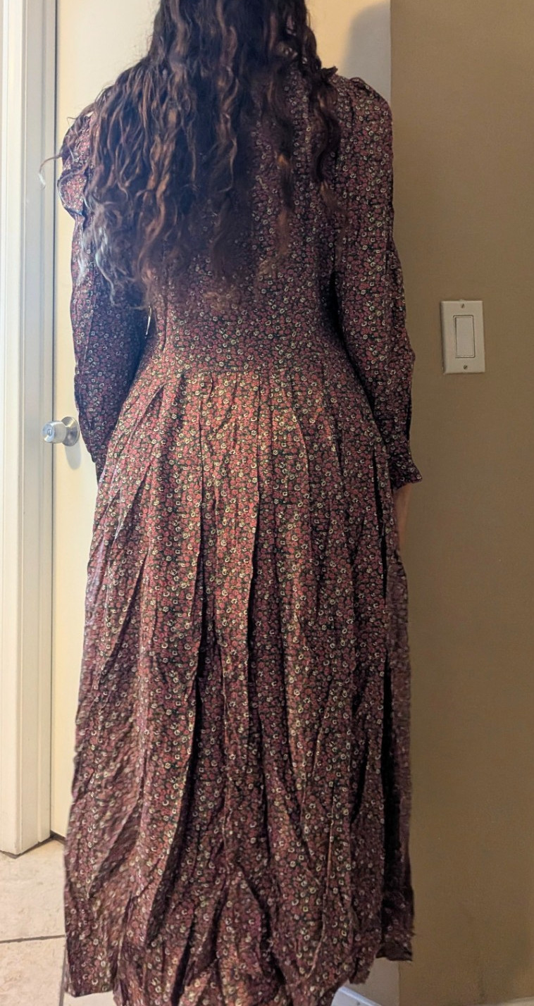 Vintage Floral Dress 1980s Handmade Prarie Cottage Teacher Core