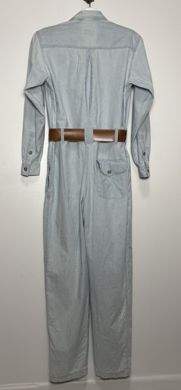 Vintage Liz Wear S Chambray Utility Jumpsuit Belted 90s Workwear