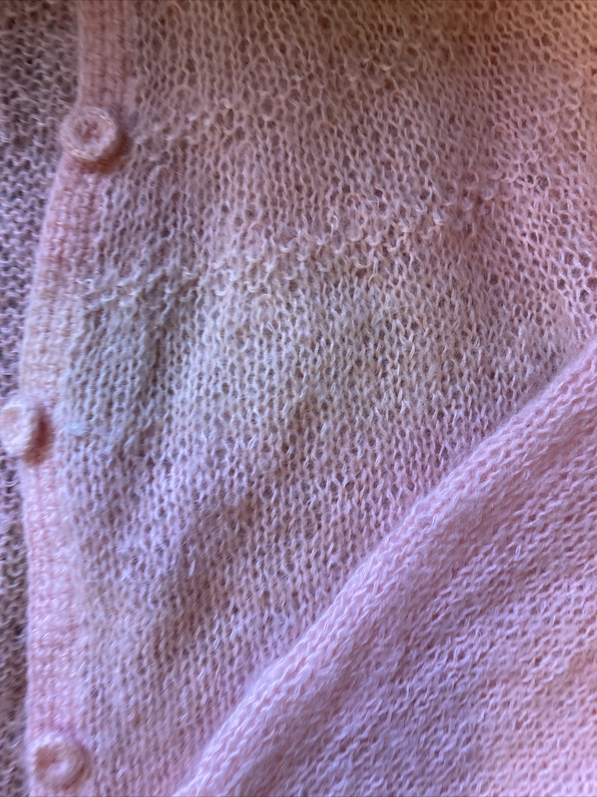 Vintage 1950’s McMullen Import Pink Hand Knit Mohair Blend Cardigan Fab! Sz M