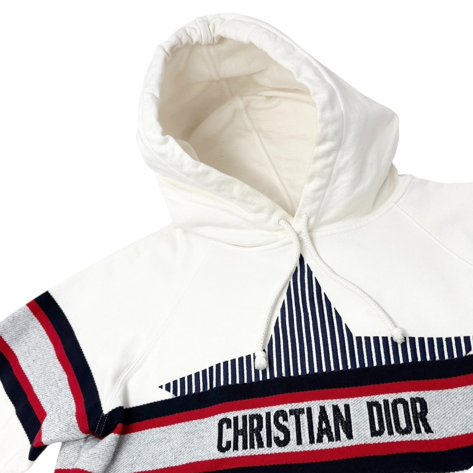 Christian Dior 21AW Big Star Logo Hoodie Sweatshirt Top #XS White Blue Red