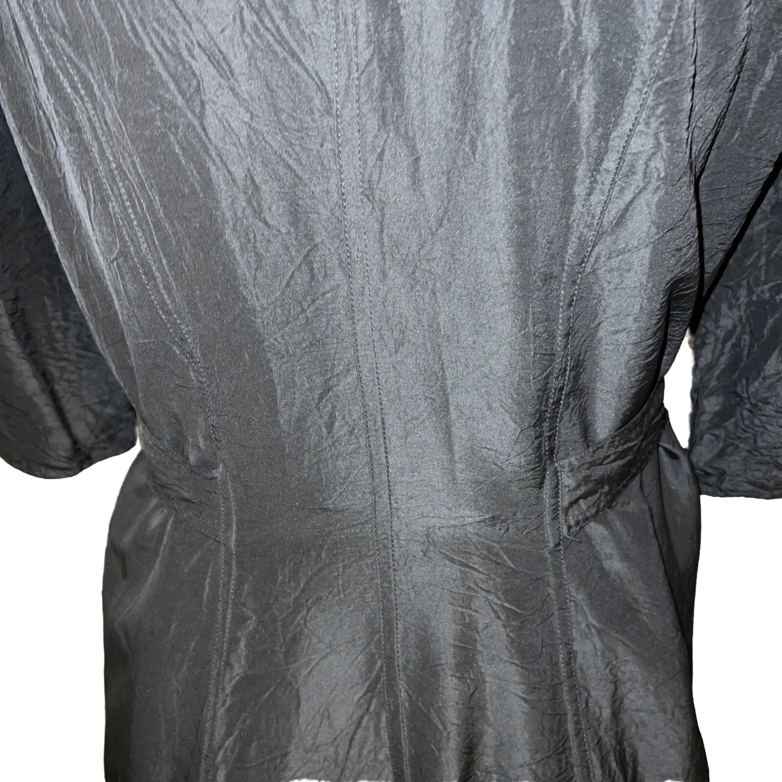 Donna Karan Size 6 vintage acetate tie waist black shirt wrap dress 90’s