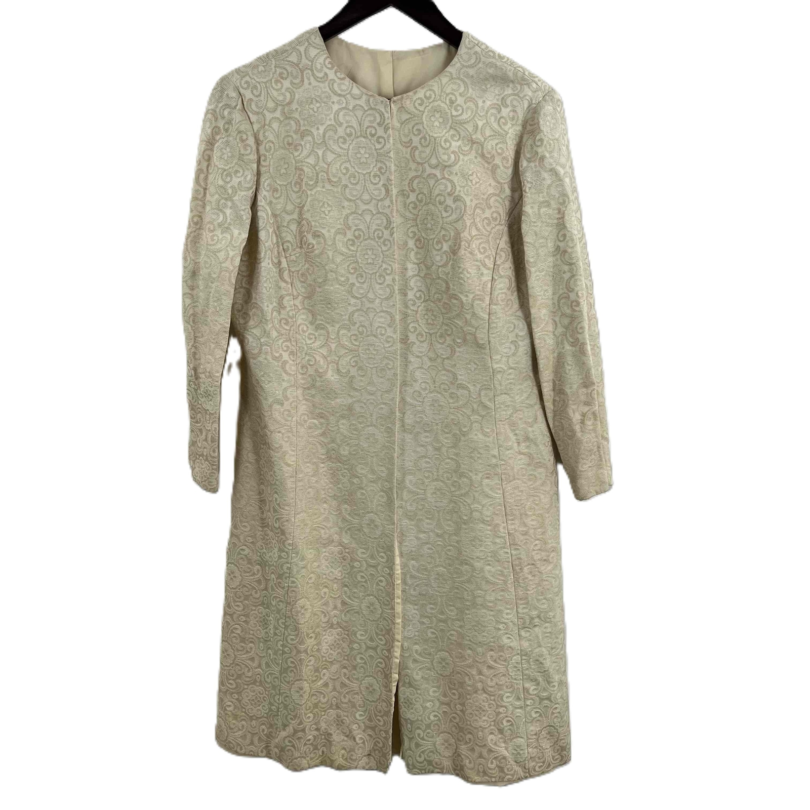 Vintage Cream Brocade Midi Evening Overcoat Womens Med / Large (estimated)