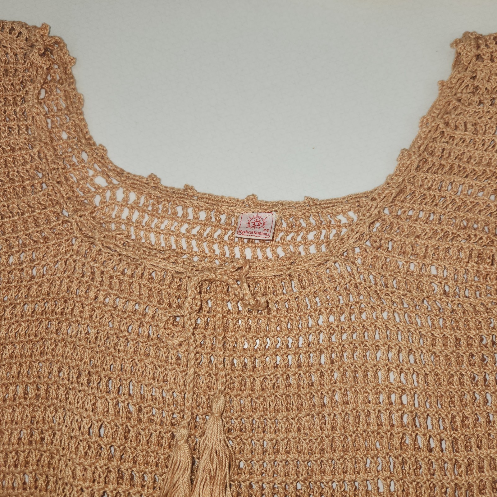 Vtg 1970’s 80’s Mystical Fashions Crochet 2 Pc Dress Set Top Skirt Boho Hippie