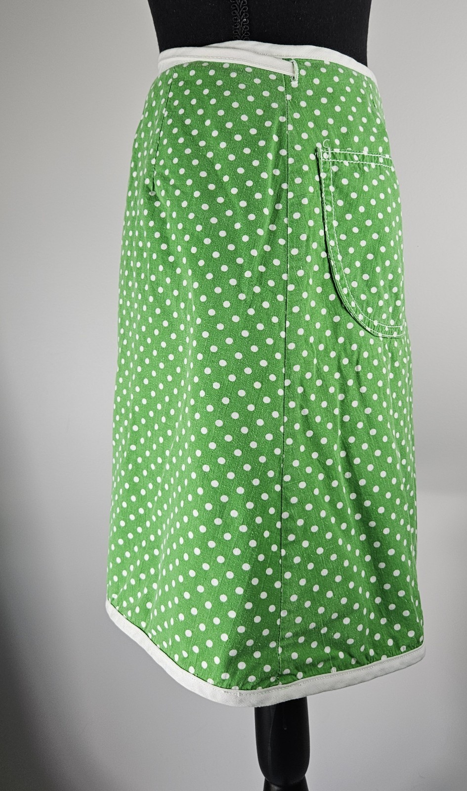 RETRO VINTAGE 1970S AUSTIN HILL *REVERSABLE* WRAP SKIRT GREEN POLKA DOT/ STRIPES