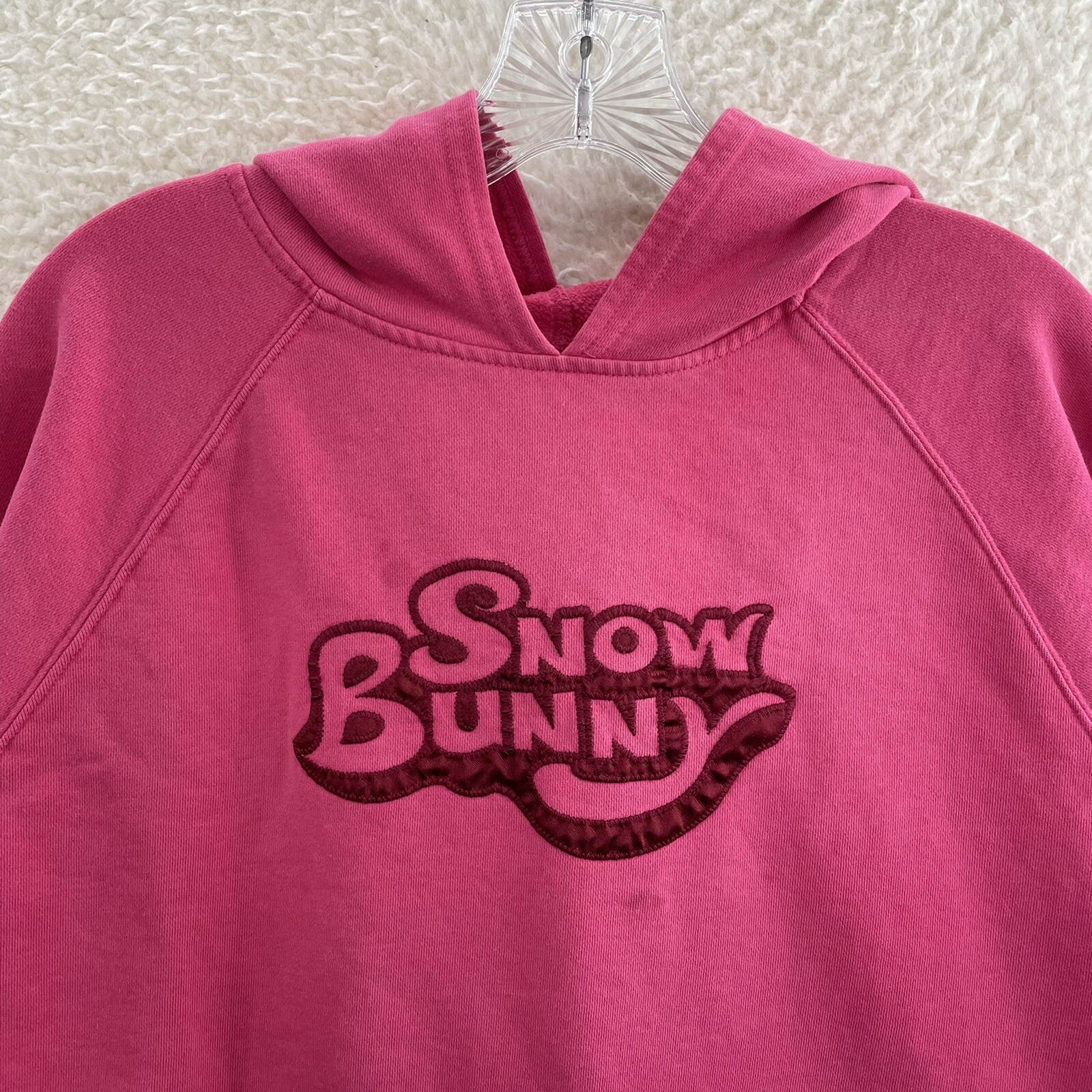 Y2K Vintage Old Navy Hoodie Sweatshirt 2XL Pink Snow Bunny Cyber Fairy Grunge