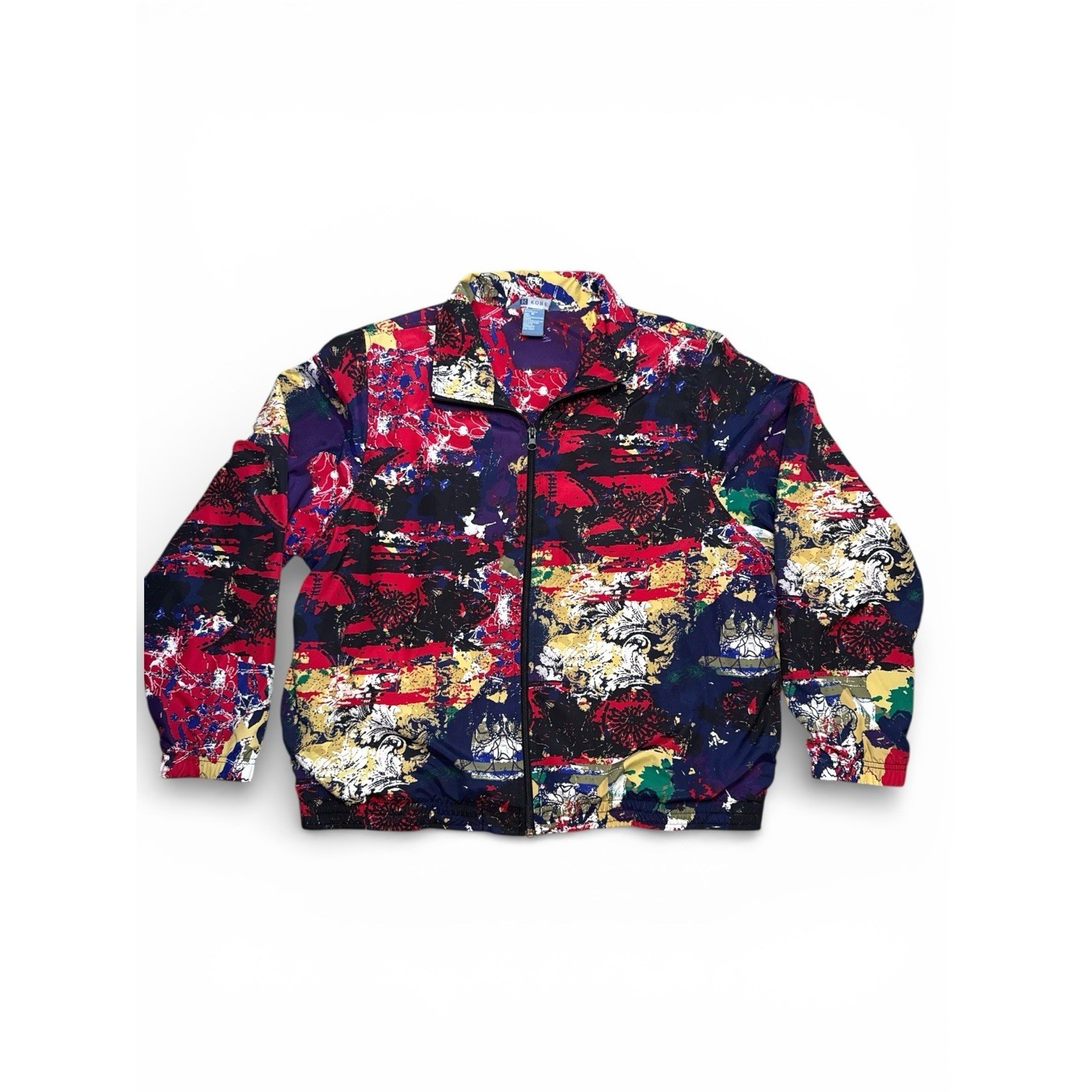 Vintage Koret Jacket Womens M Medium Full Zip Windbreaker Abstract 90s Art Print