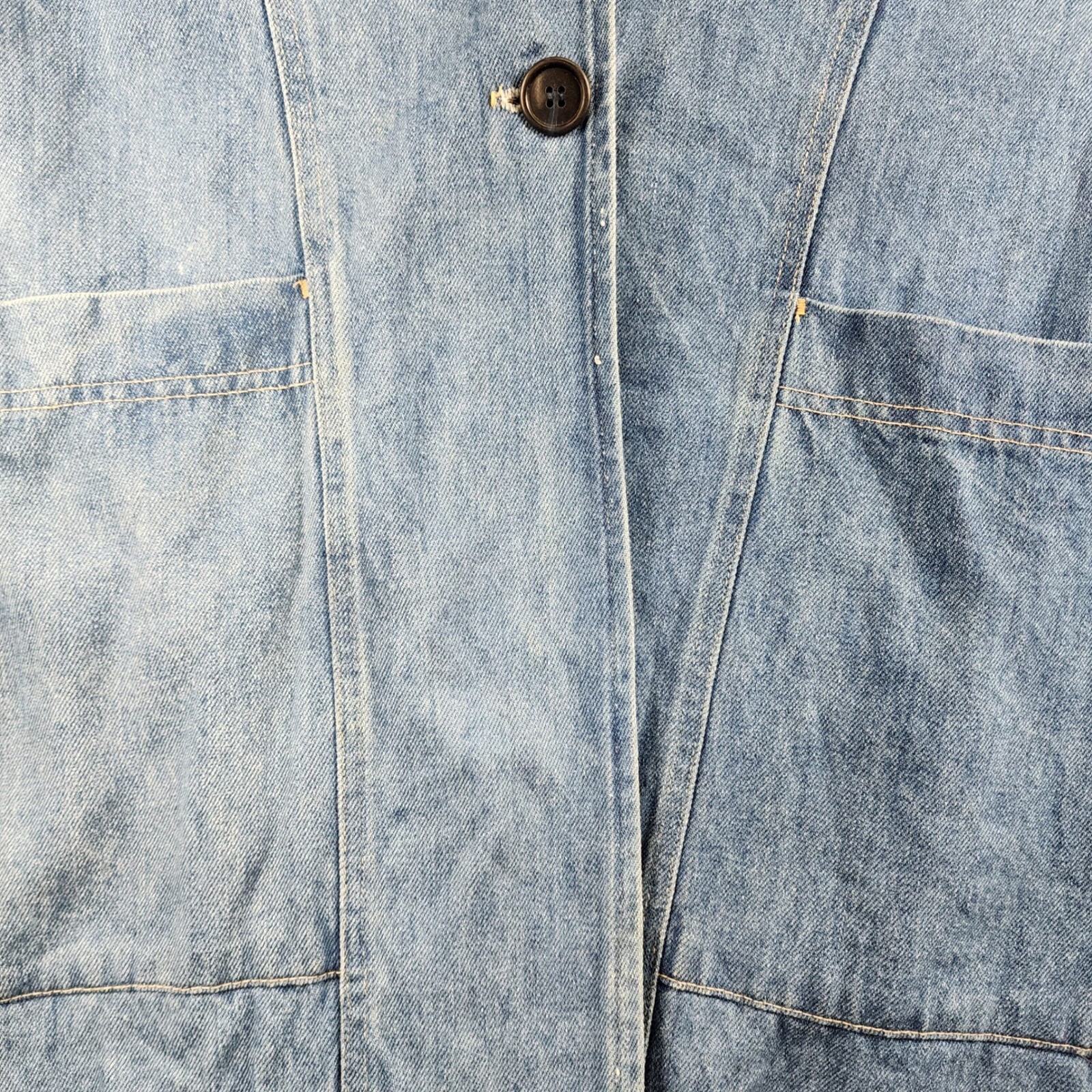 Stuffed Shirt Denim Duster Jacket Womens Large Blue Good Vintage 100% Cotton USA