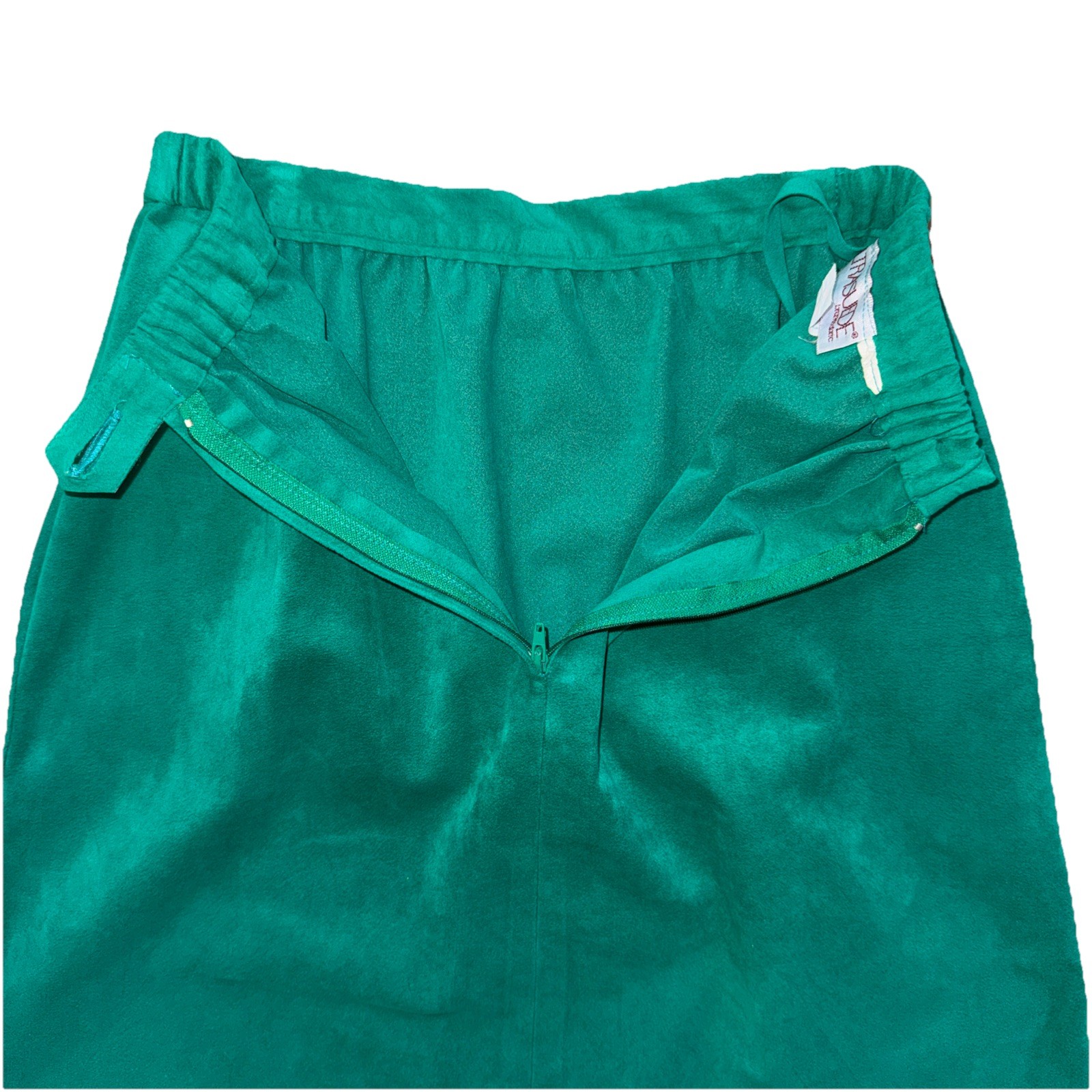 Vintage Roth LeCover Ultrasuede Skirt Suit Green Petite 6 Union Made USA
