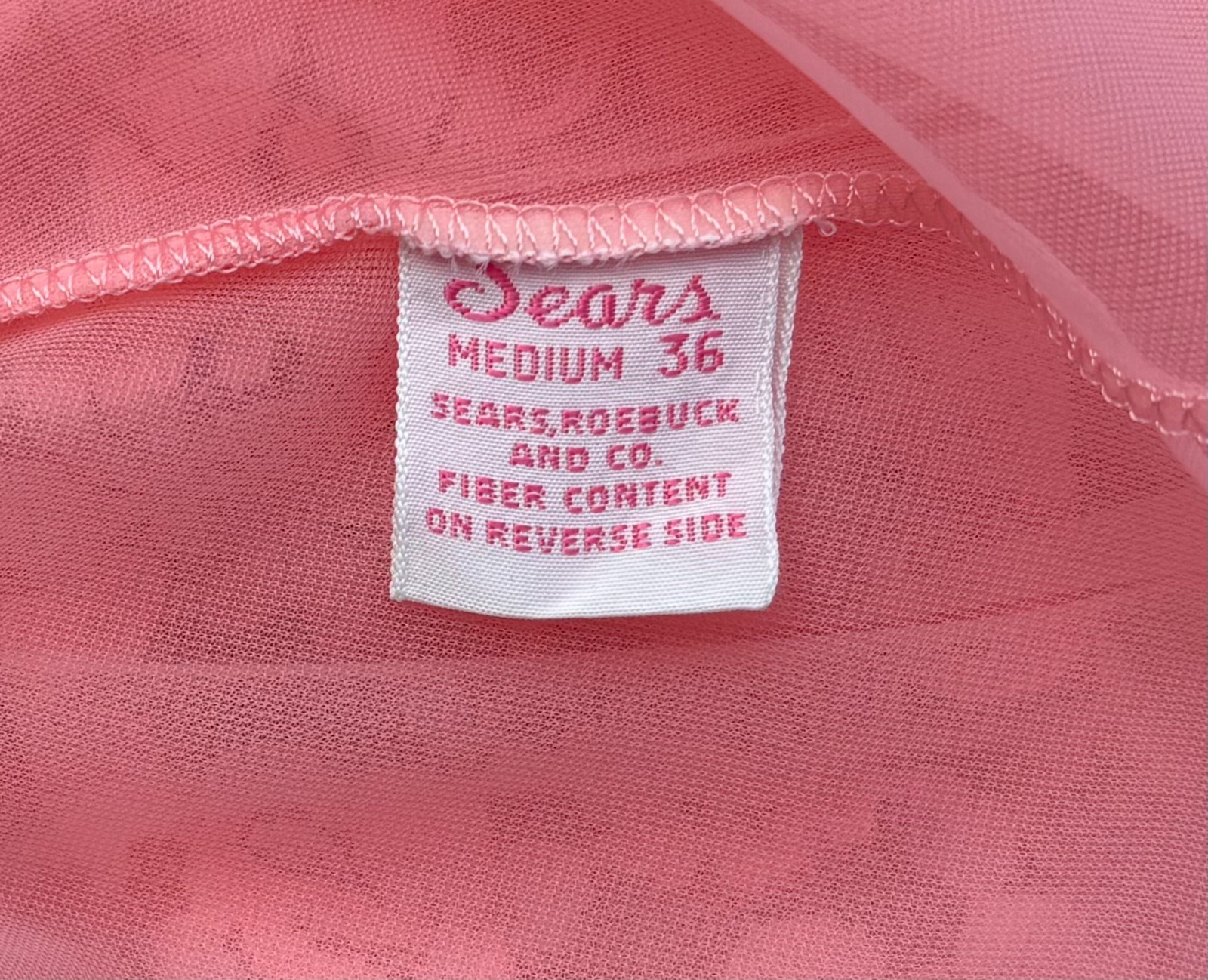 Vintage Sears Lace Puff Sleeve Sheer Nylon Chiffon Double Layer Robe 36