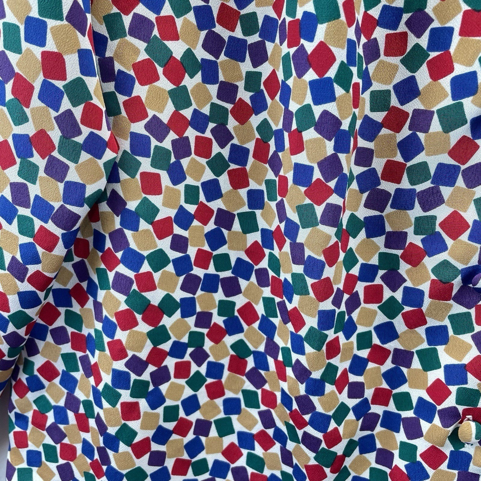 Bleyle Geometric Square Print Blouse Women 16 Multicolor Excellent Vintage 80s