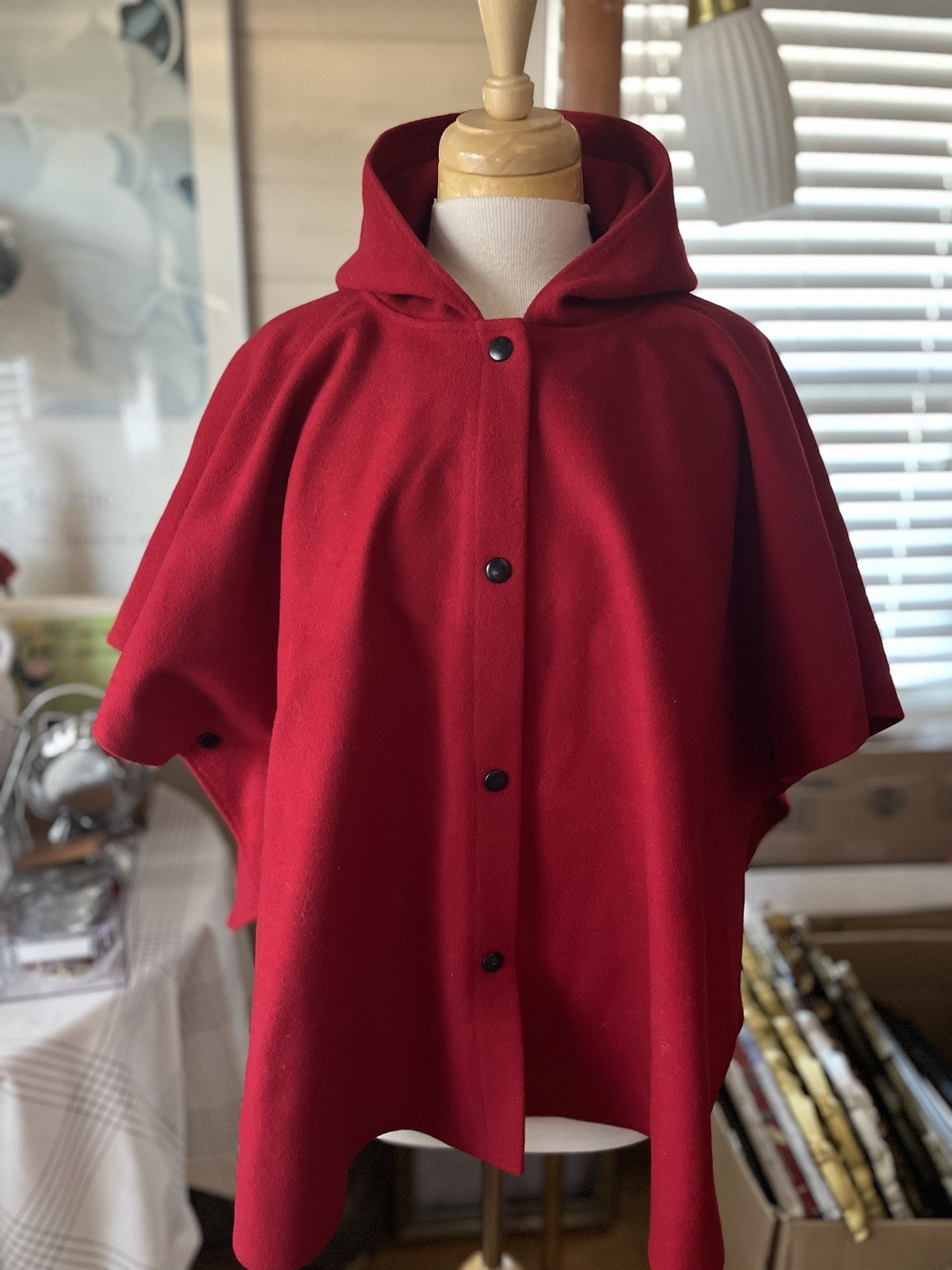 Vintage Coloratura Red Wool Cape Coat Hood Red Riding Hood