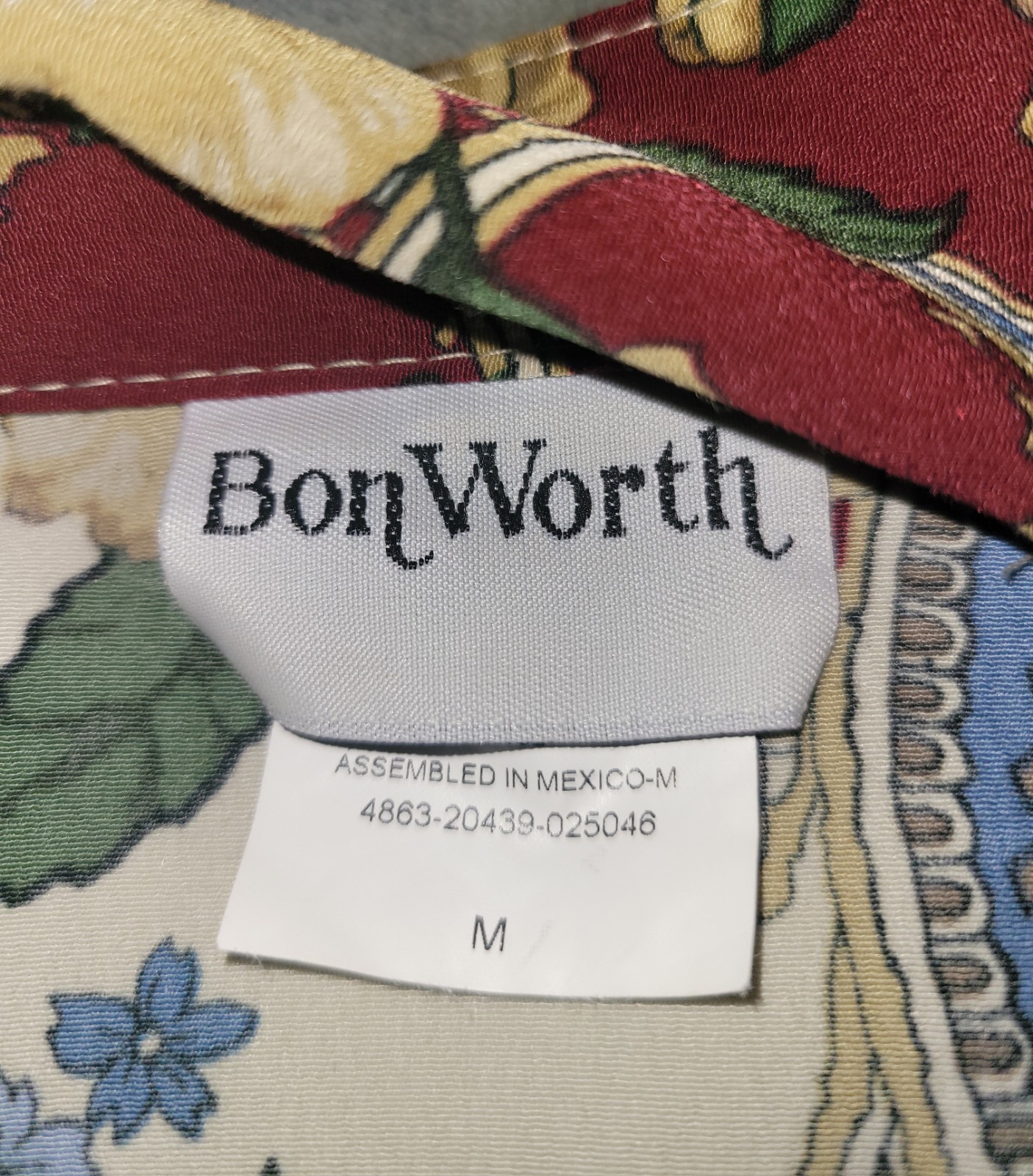 Vtg 1980s Bon Worth Button Up Floral Top Size M