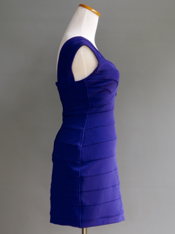 VTG Tadashi Pure Purple Kryptonite Body Con Sexy Bandage Tight Stretch Dress S