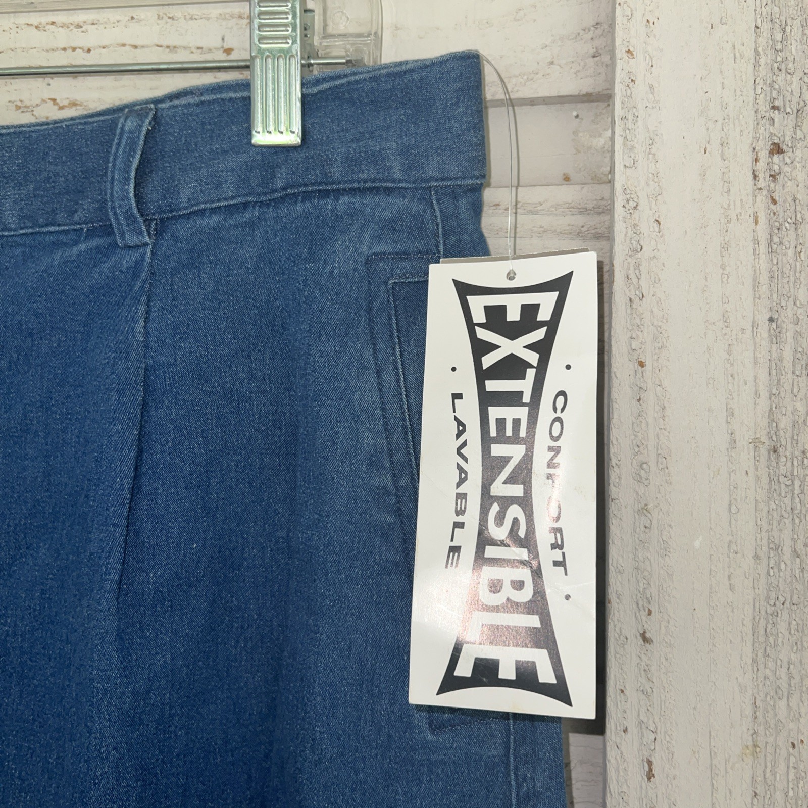 Vintage TanJay Petites 14 Denim Blue Jean Cotton Midi Skirt Button MODEST NEW