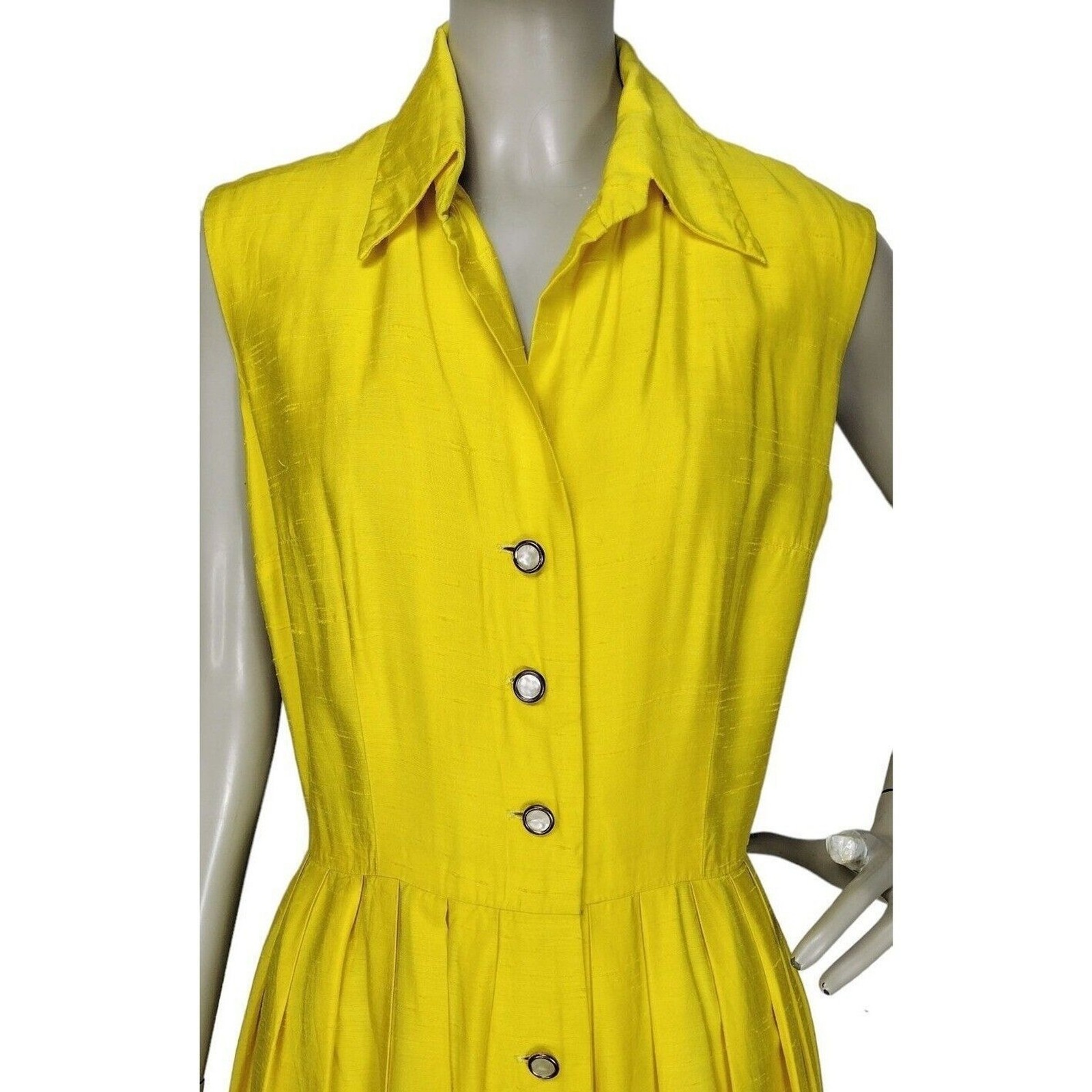 Vintage 50s 60s McMullen Yellow Sleeveless Button-Down Maxi Sun Dress
