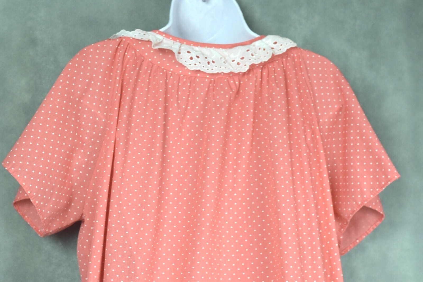 Vtg 70s It’s A Charm Nightgown Pink White Polka Dot Size Medium