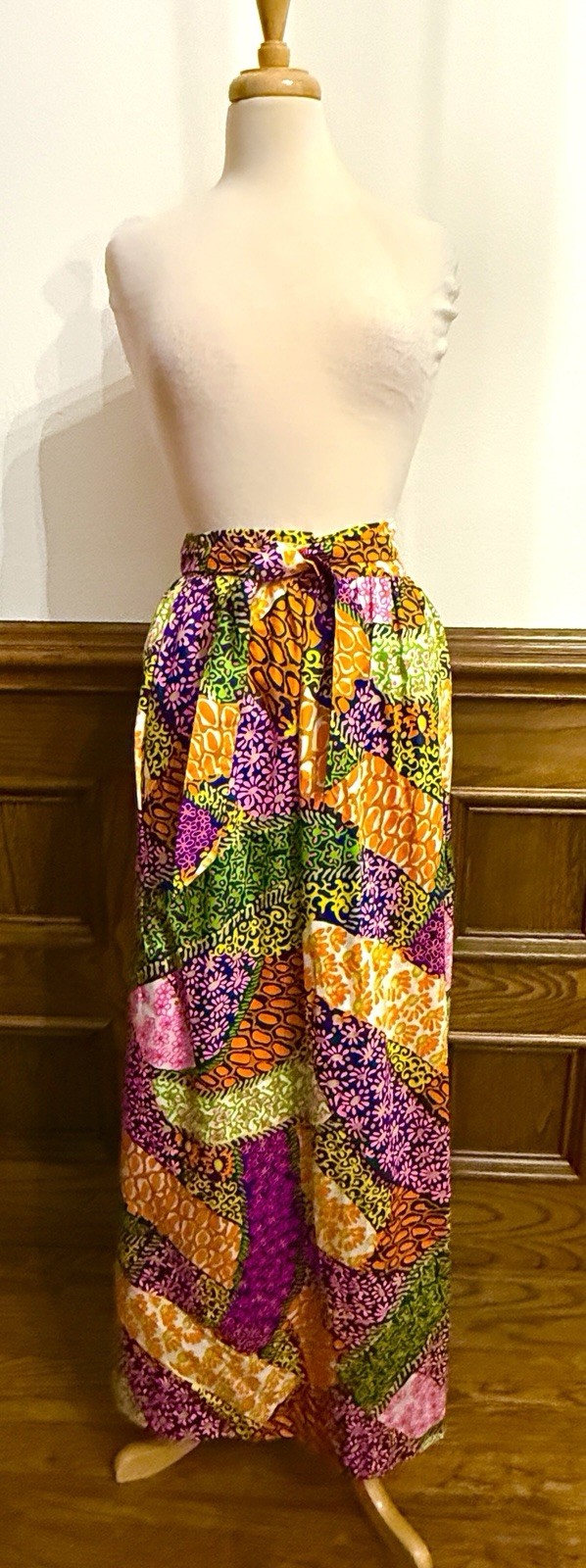 Vintage 60s The Penthouse Gallery Japan Flower Power Boho Hippie Wrap Skirt S M