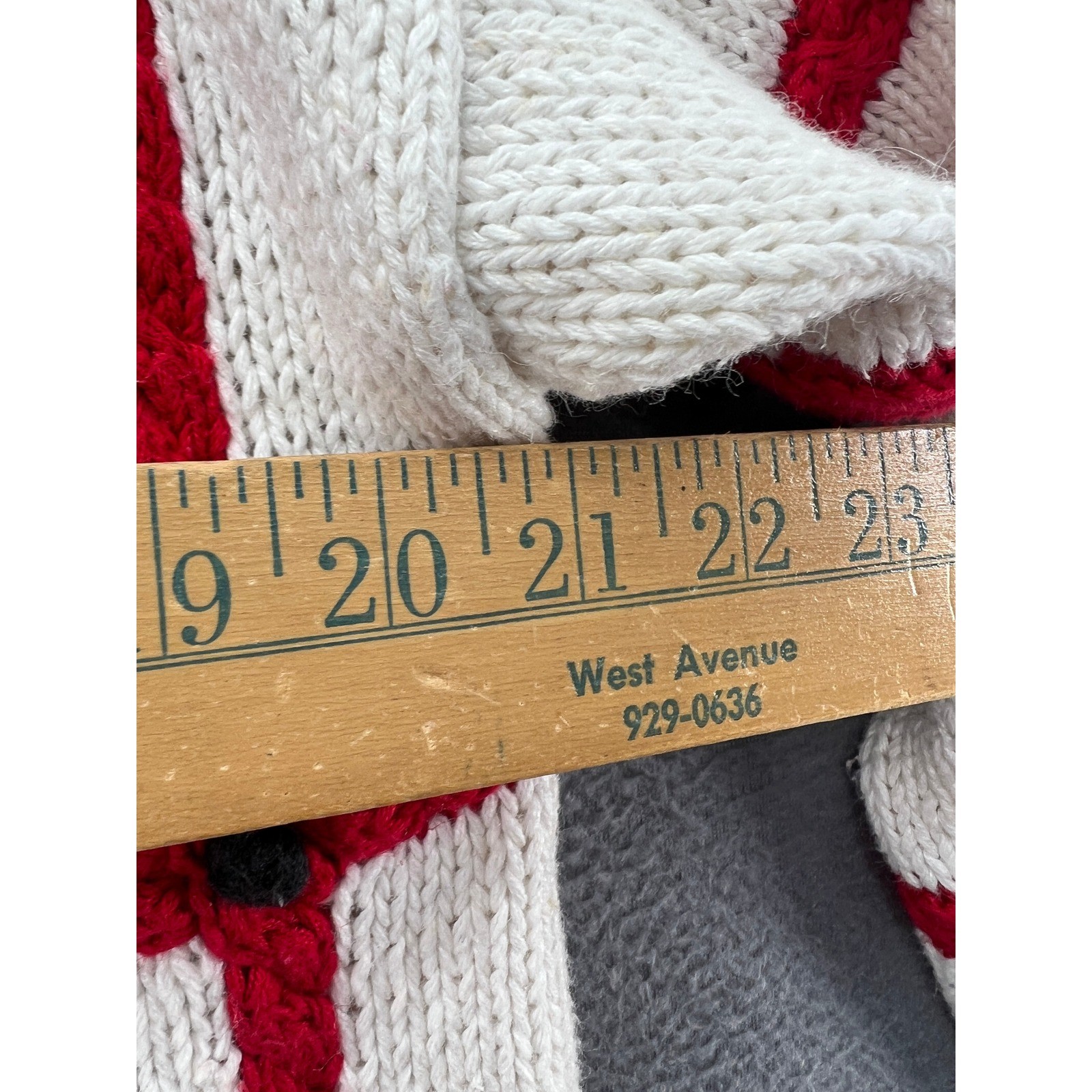 Vintage The Eagle’s Eye Hand Knit Teacher School Cardigan Sweater Cream Red 1993