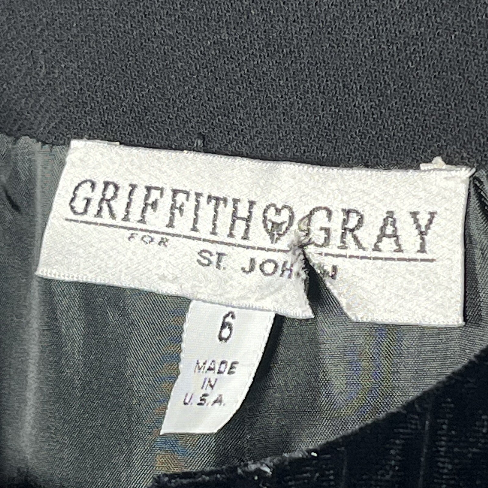 Griffith Gray for St John Wool Jacket 6 Black Tuxedo Style w/Velvet Trim USA Vtg