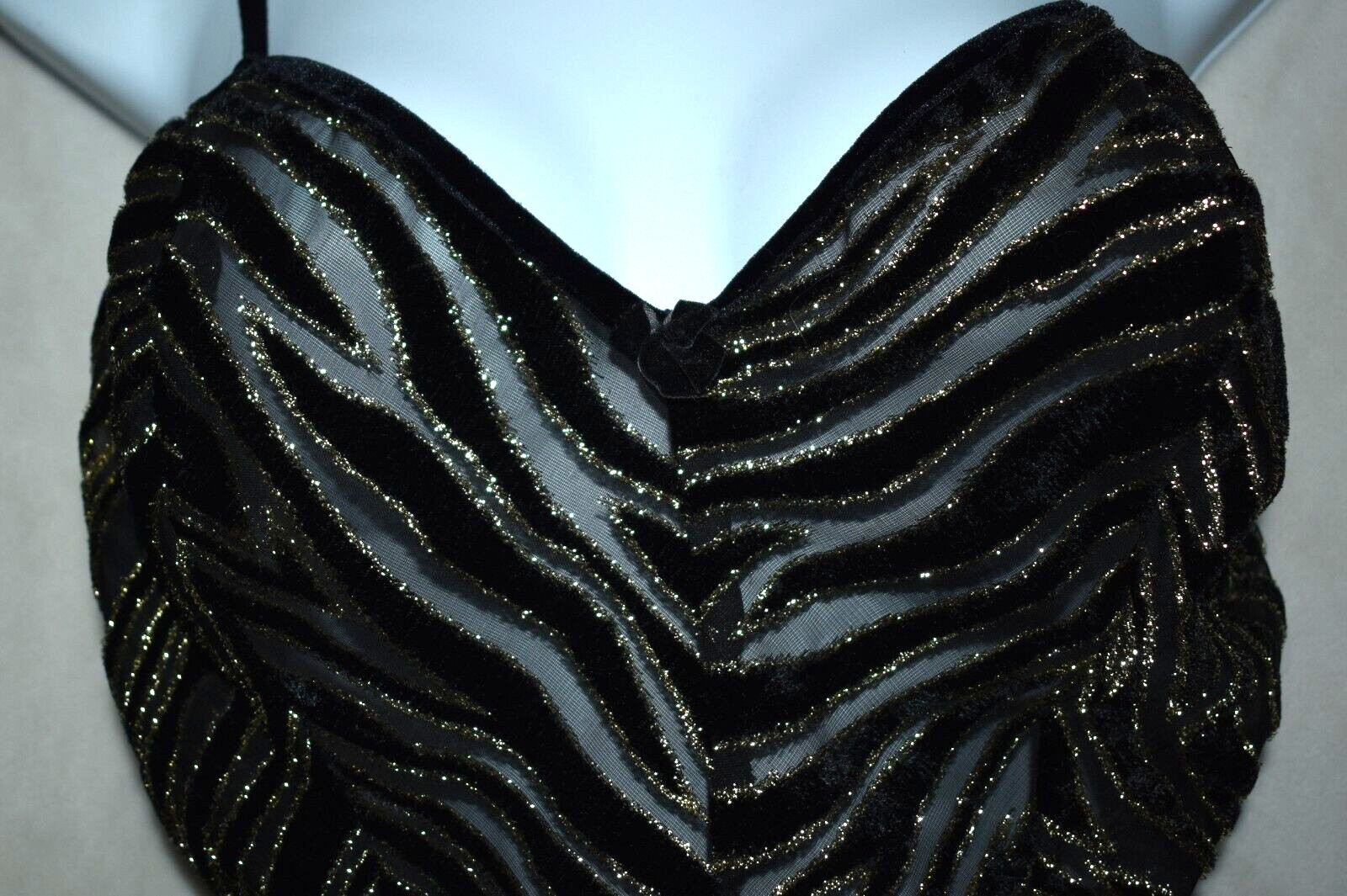 Vintage MAIDENFORM Velvet Gold Metallic Mesh Bodysuit Slip Teddy sz S
