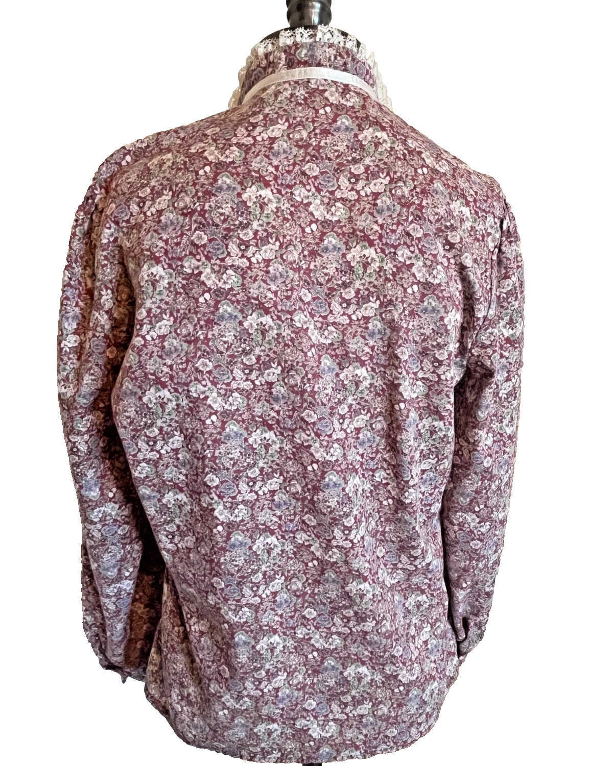 Vtg Funny Girl Blouse Shirt Size 13/14 High Neck Floral Calico Prairie Cottage