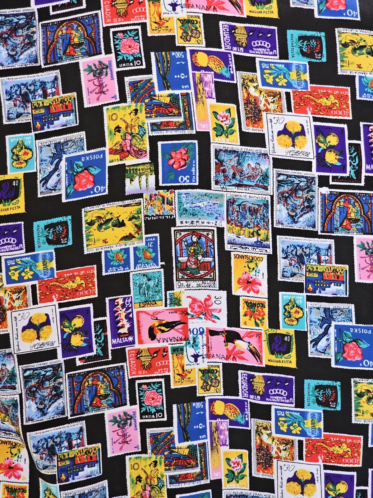 Women’s Impressions of California blouse International Stamps Print