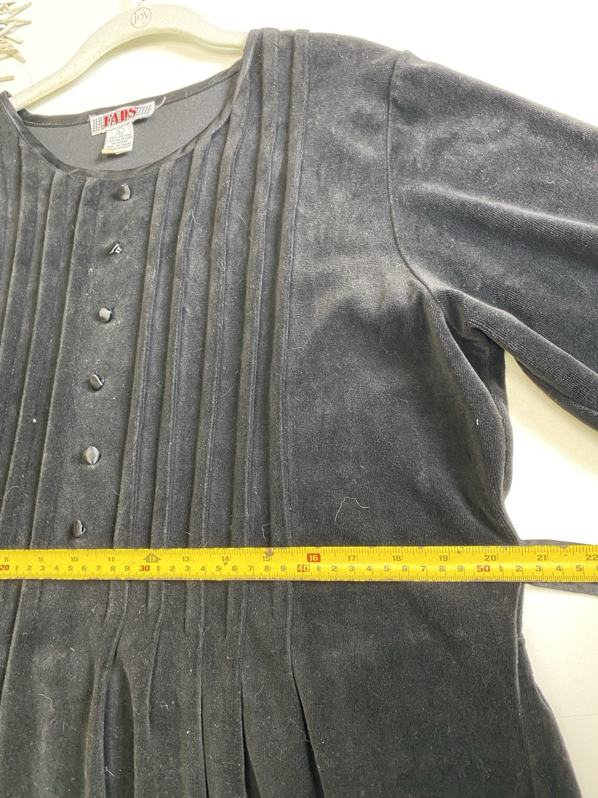 Vintage 90s Fads L Maxi Dress Cotton velour Black belted