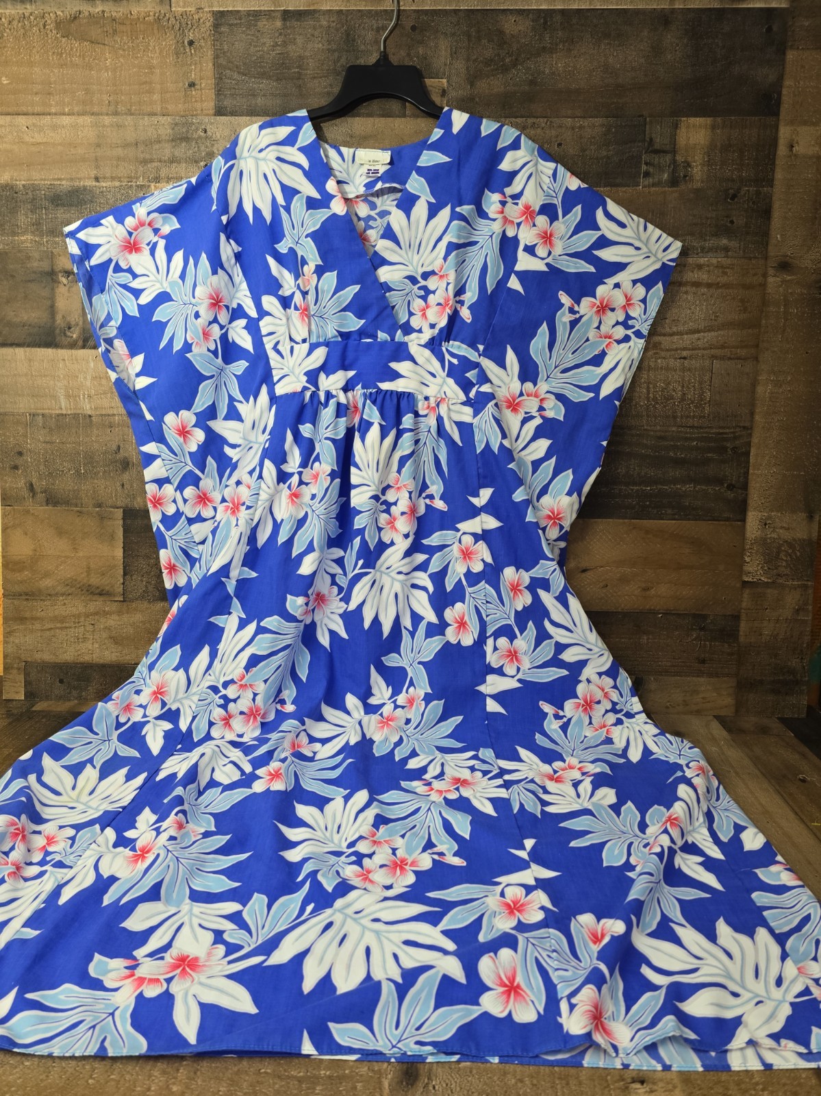 Vtg Made In Hawaii Dress Hawaii Tiki Hawaiian Floral Mumu Maxi Tropical One Size