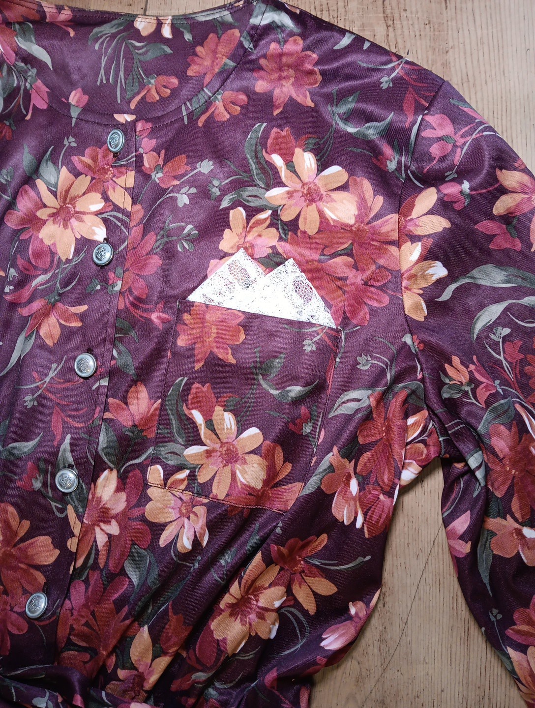 VTG Haband For Her Women 14 Midi ALine Dress Floral Elastic Waist Lace Pocket