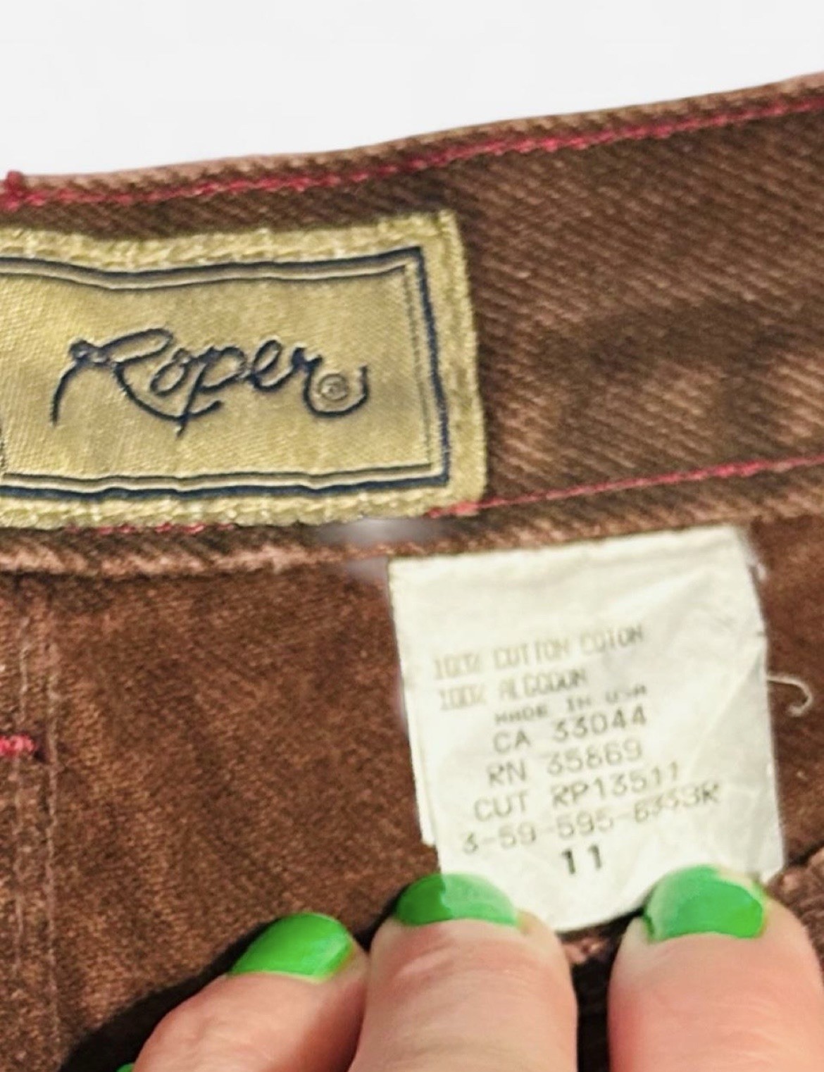 VTG 80s Roper Multi Yoke Pocketless Maroon Western Jeans Sz 11 W26 USA Tag