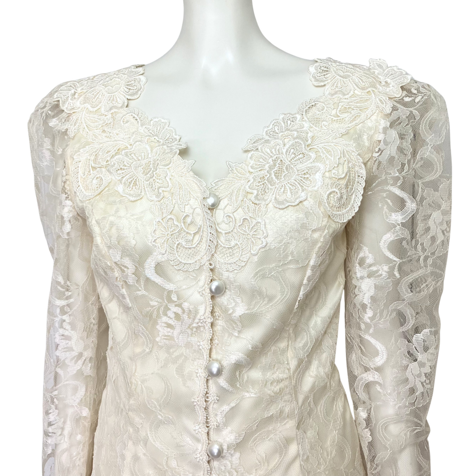 Vintage 80s Scott McClintock Ivory Lace Wedding Skirt Suit Set. XS 4. Bridal