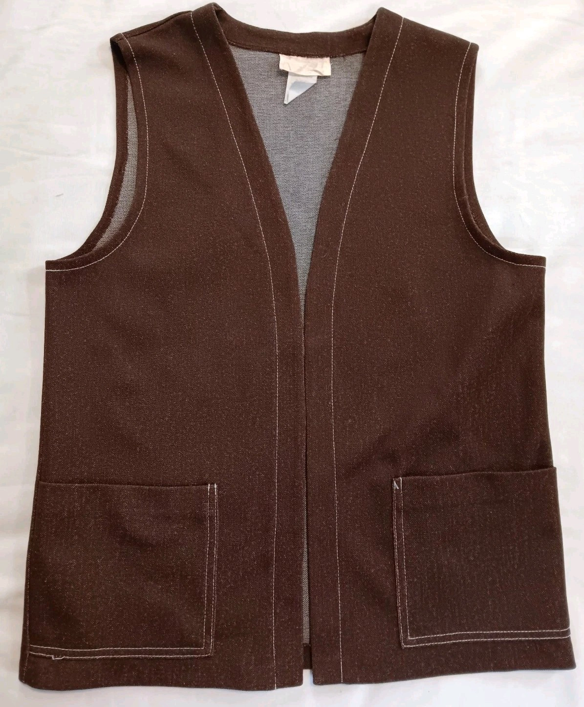Vtg 70s Crossroads Jennifer Hutton Open Front Vest Med Brown USA Hippie Boho