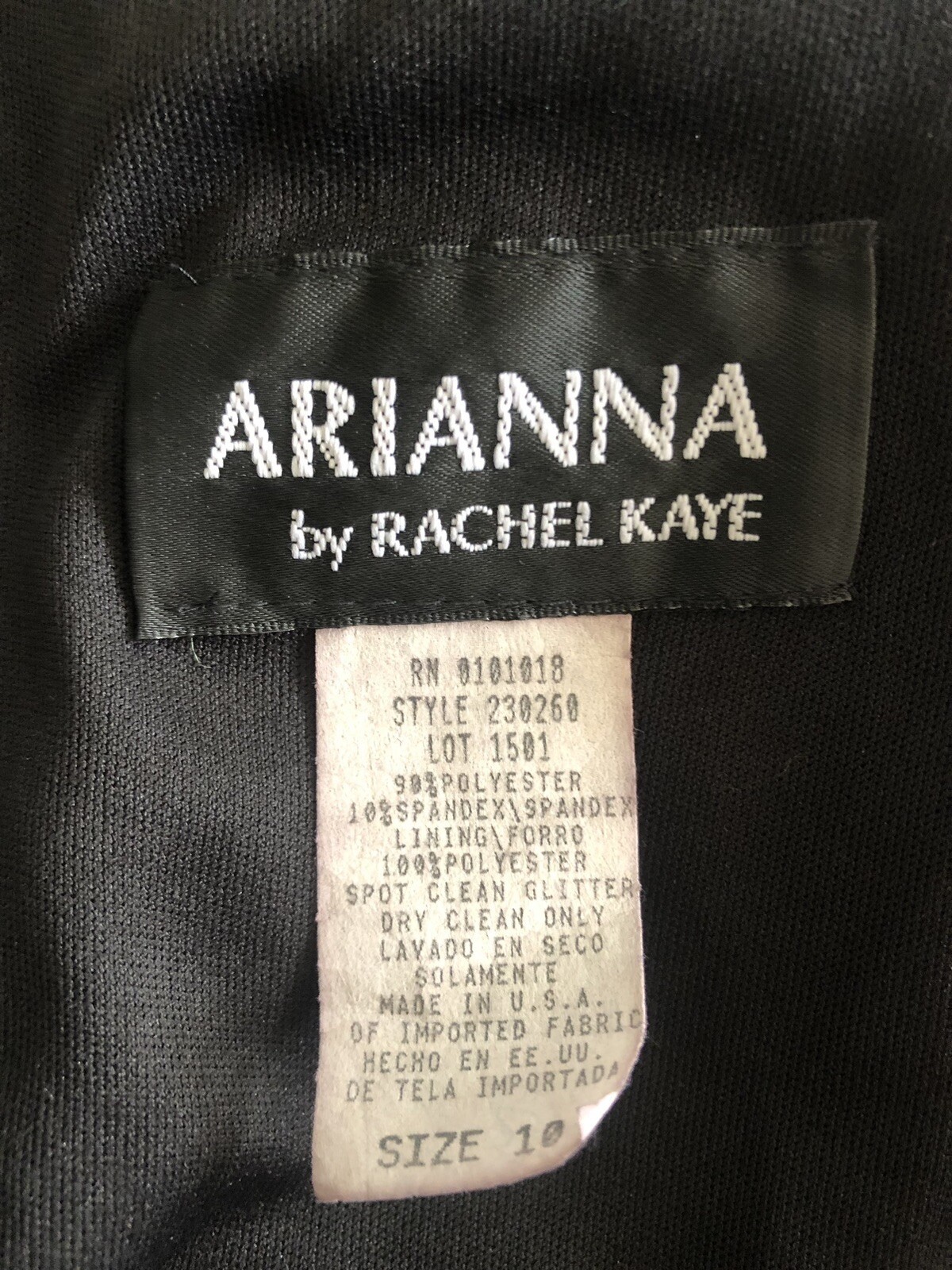 VTG Arianna By Rachel Kaye Velour Black/Silver Embroidered Evening Dress 10