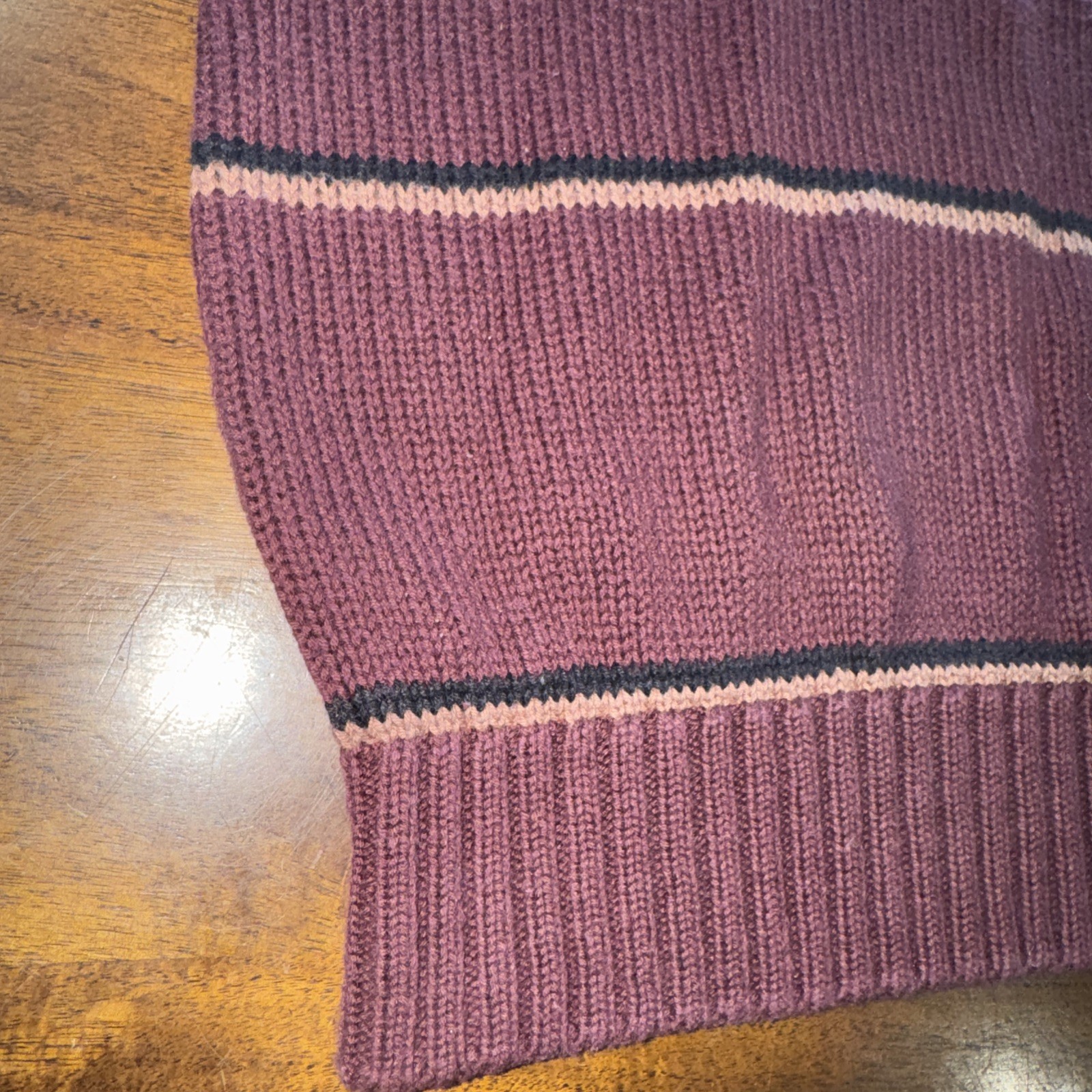 Vintage 70s ETIENNE AIGNER Womens M Cotton Sweater Union Tag USA Burgundy Stripe