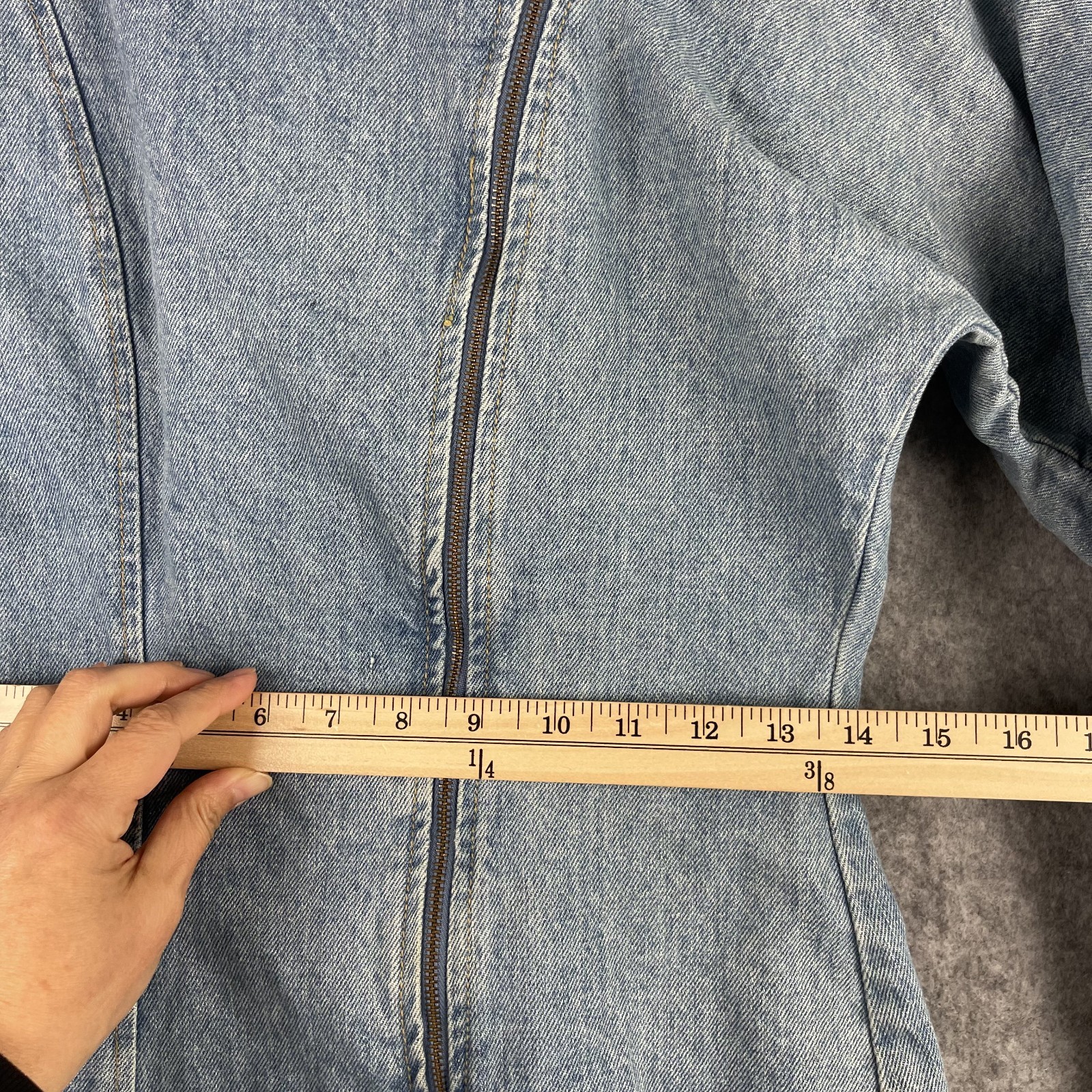 Vintage 80s Paris Blues Dress Womens 9 Denim Zipper Asymmetrical Stone Wash USA